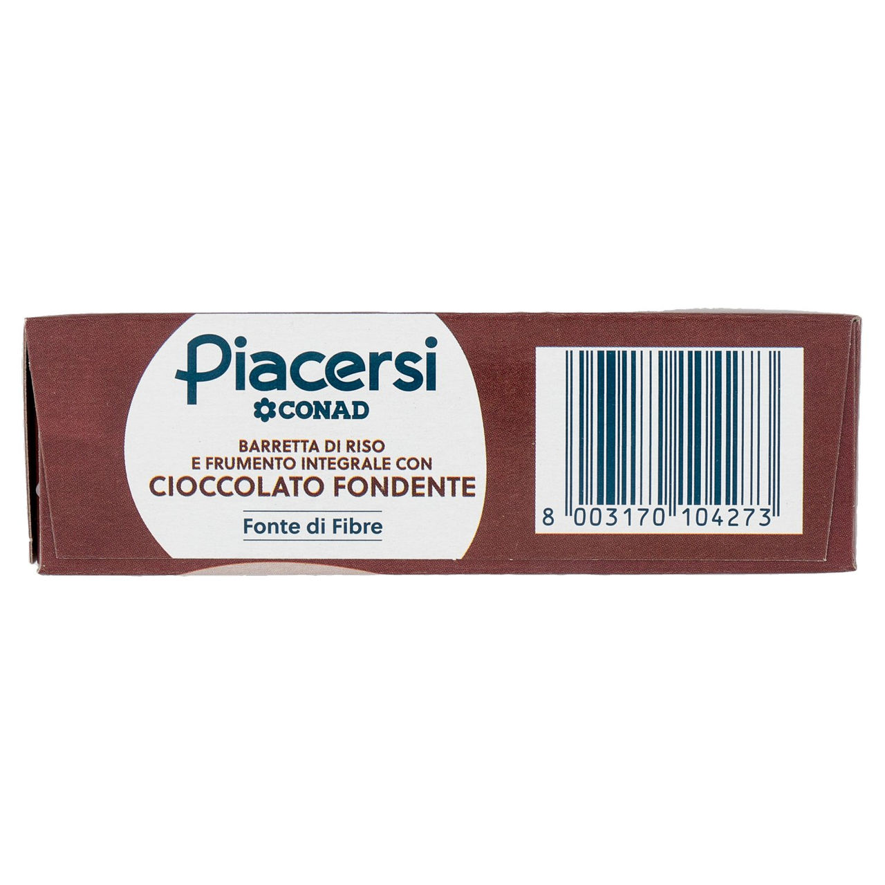 PIACERSI CONAD Barretta di Riso e Frumento Integrale con Cioccolato Fondente 6 x 21,5 g