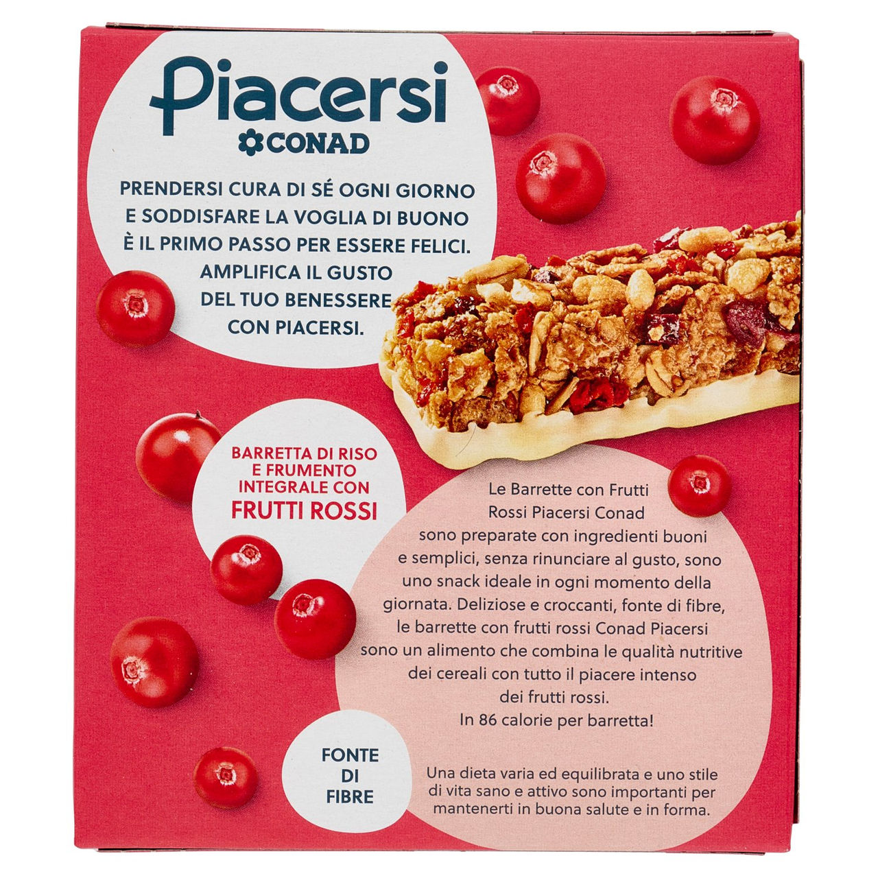 PIACERSI CONAD Barretta di Riso e Frumento Integrale con Frutti Rossi 6 x 21,5 g