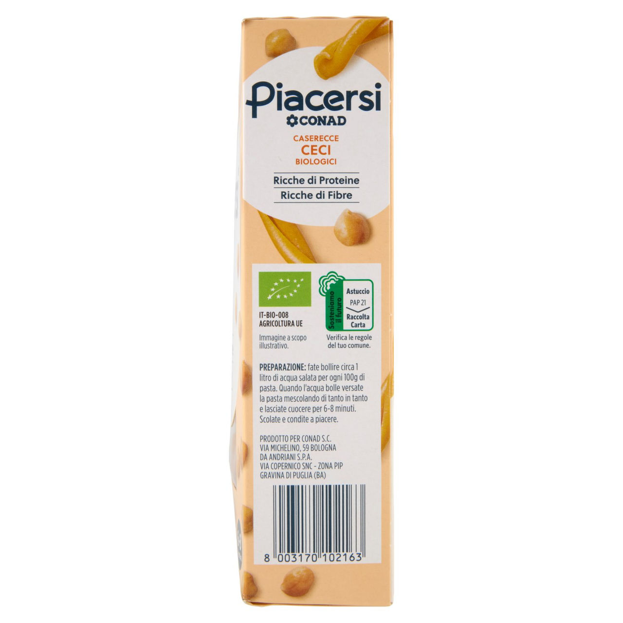 PIACERSI CONAD Caserecce Ceci Biologici 250 g