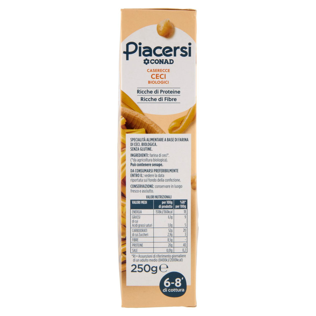 PIACERSI CONAD Caserecce Ceci Biologici 250 g