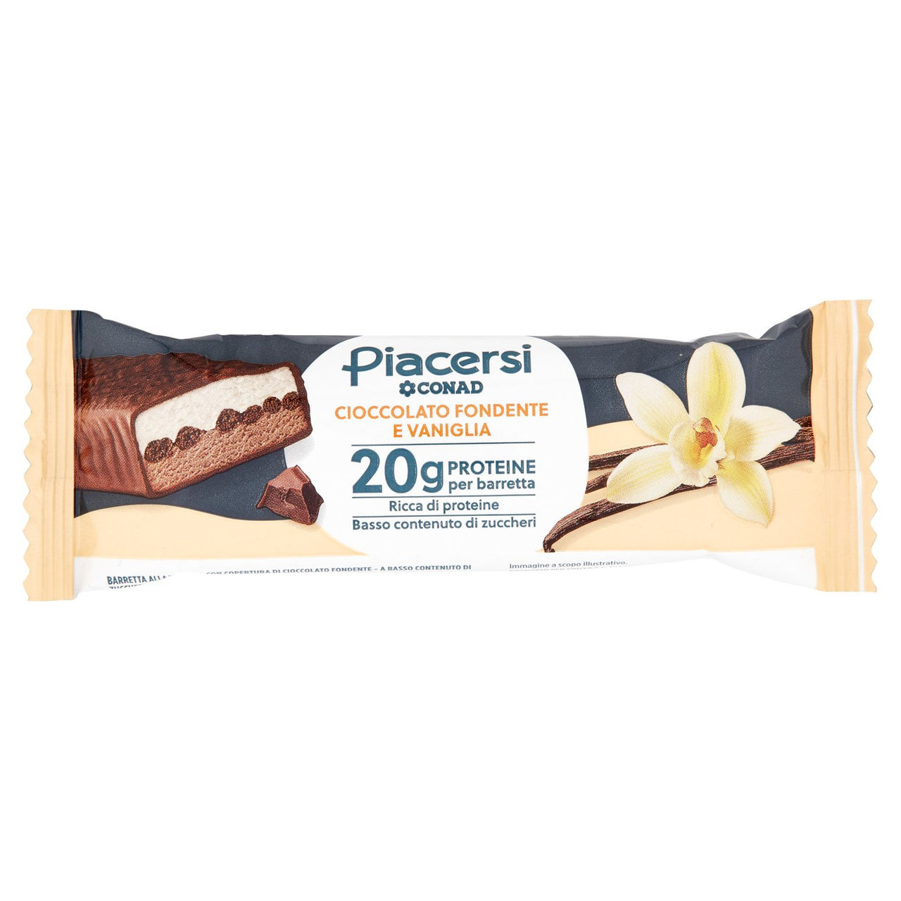 PIACERSI CONAD Cioccolato Fondente e Vaniglia 20g Proteine per barretta 55 g