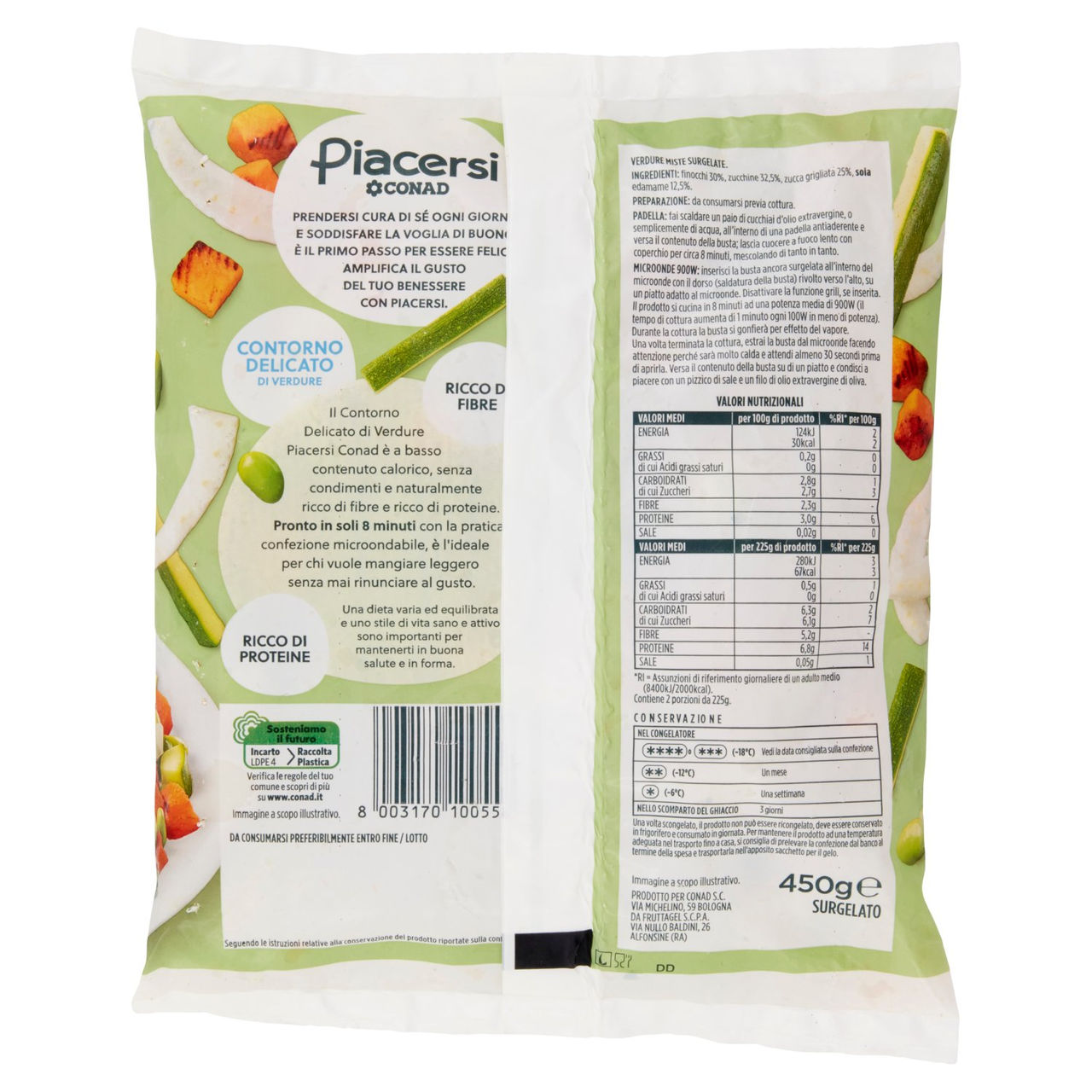 PIACERSI CONAD Contorno Delicato di Verdure Surgelato 450 g