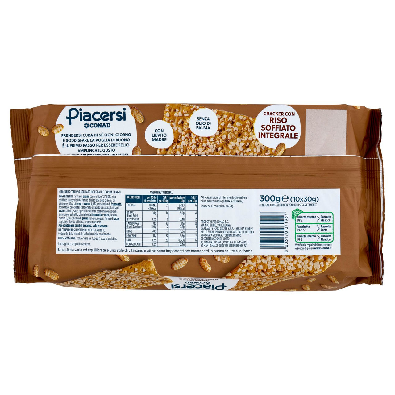 Cracker con Riso Soffiato 10 pz Piacersi Conad