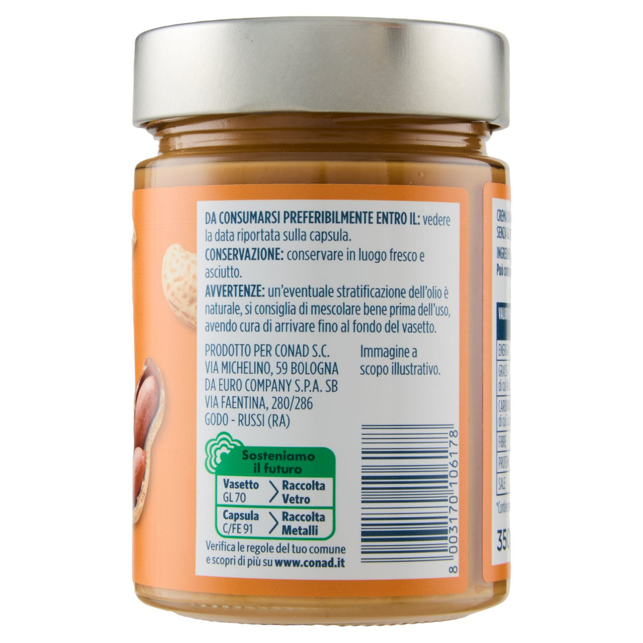 PIACERSI CONAD Crema 100% Arachidi 350 g