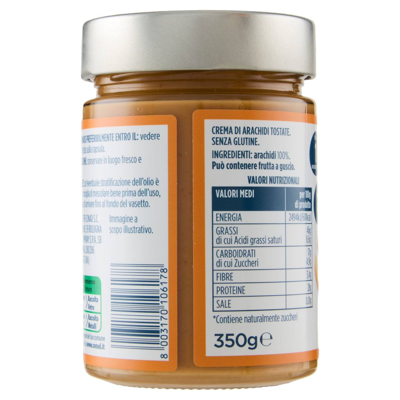 PIACERSI CONAD Crema 100% Arachidi 350 g