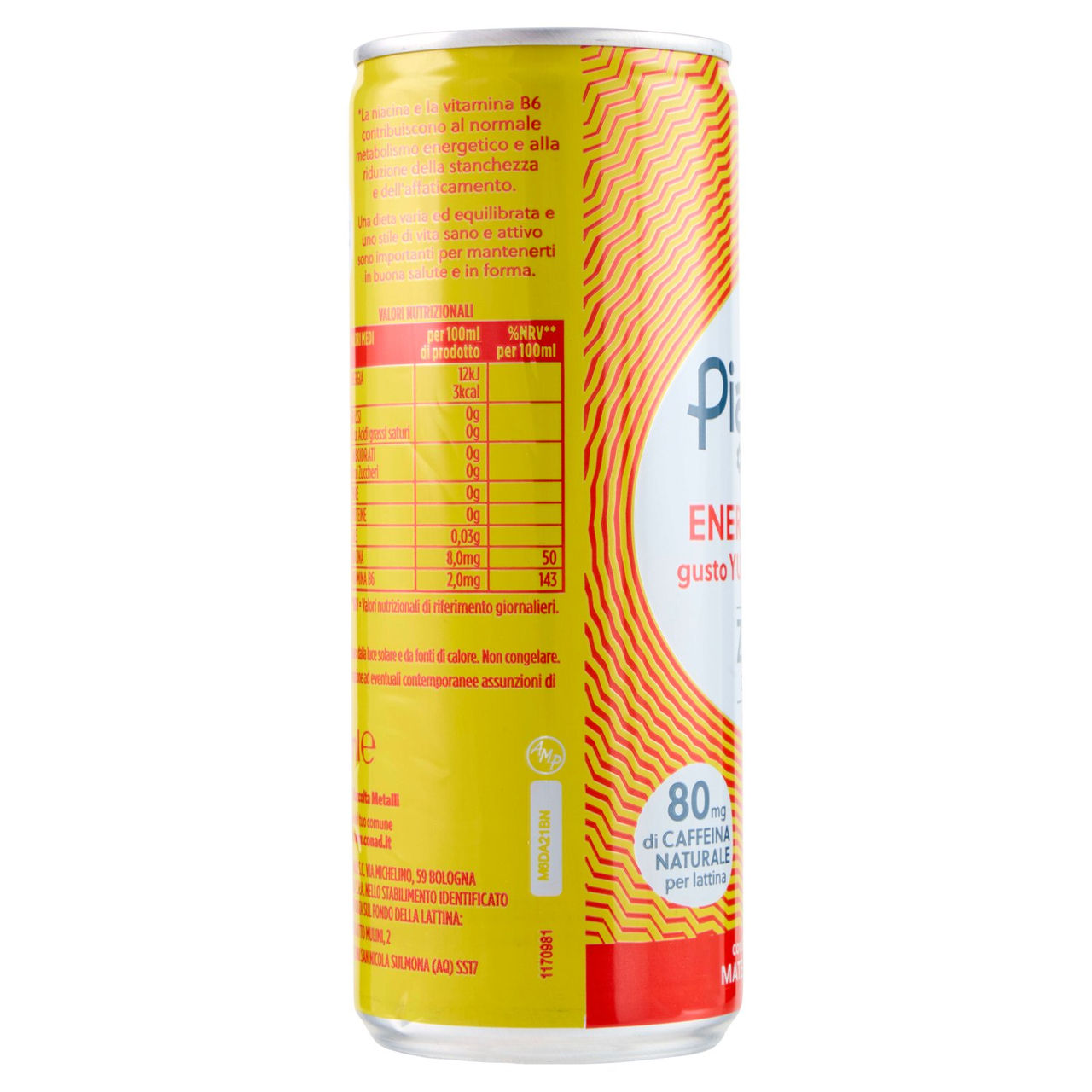 PIACERSI CONAD Energy Drink gusto Yuzu e Zenzero Zero Zuccheri 250 ml