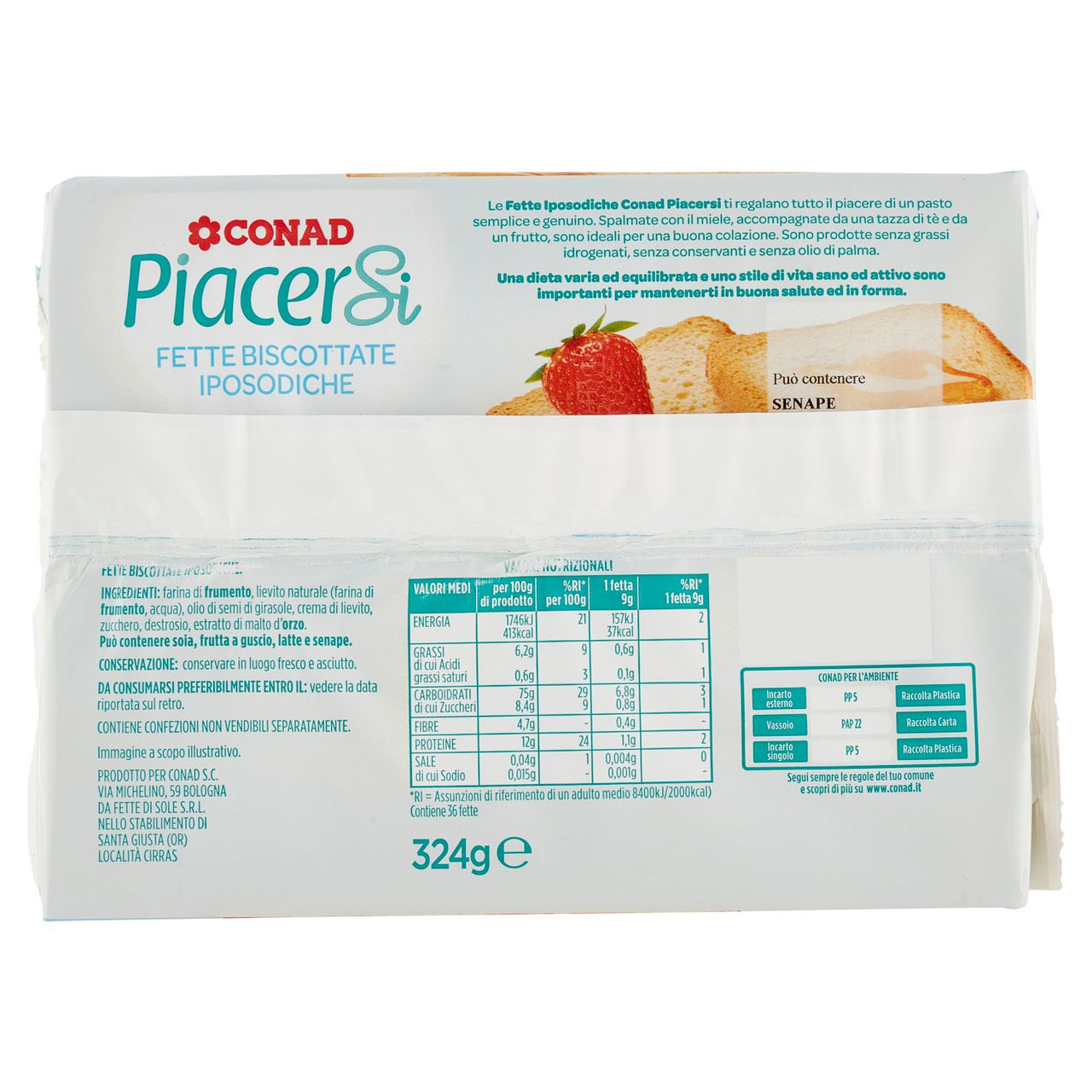 PIACERSI CONAD Fette Biscottate Iposodiche 324 g