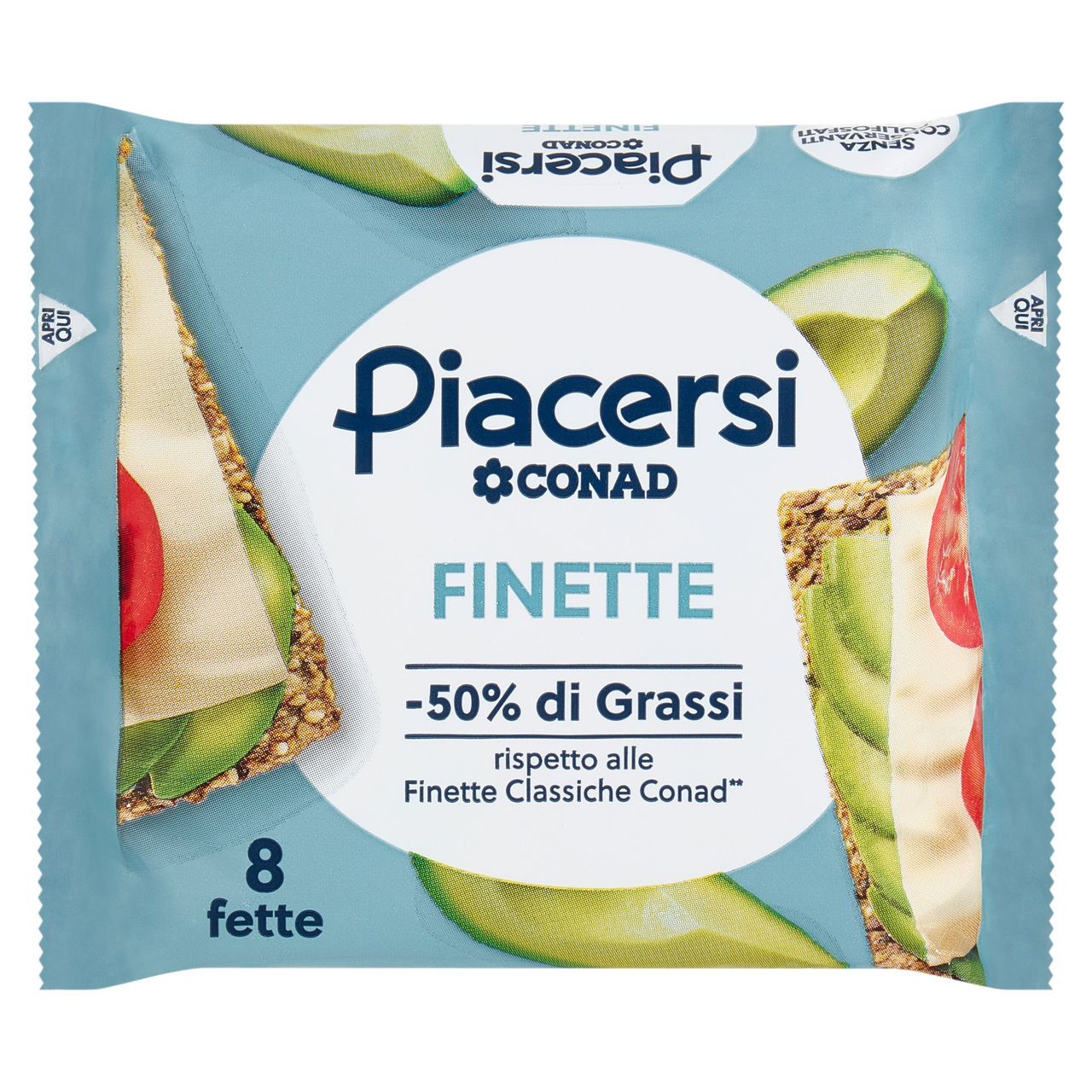 PIACERSI CONAD Finette -50% di Grassi 8 fette 200 g