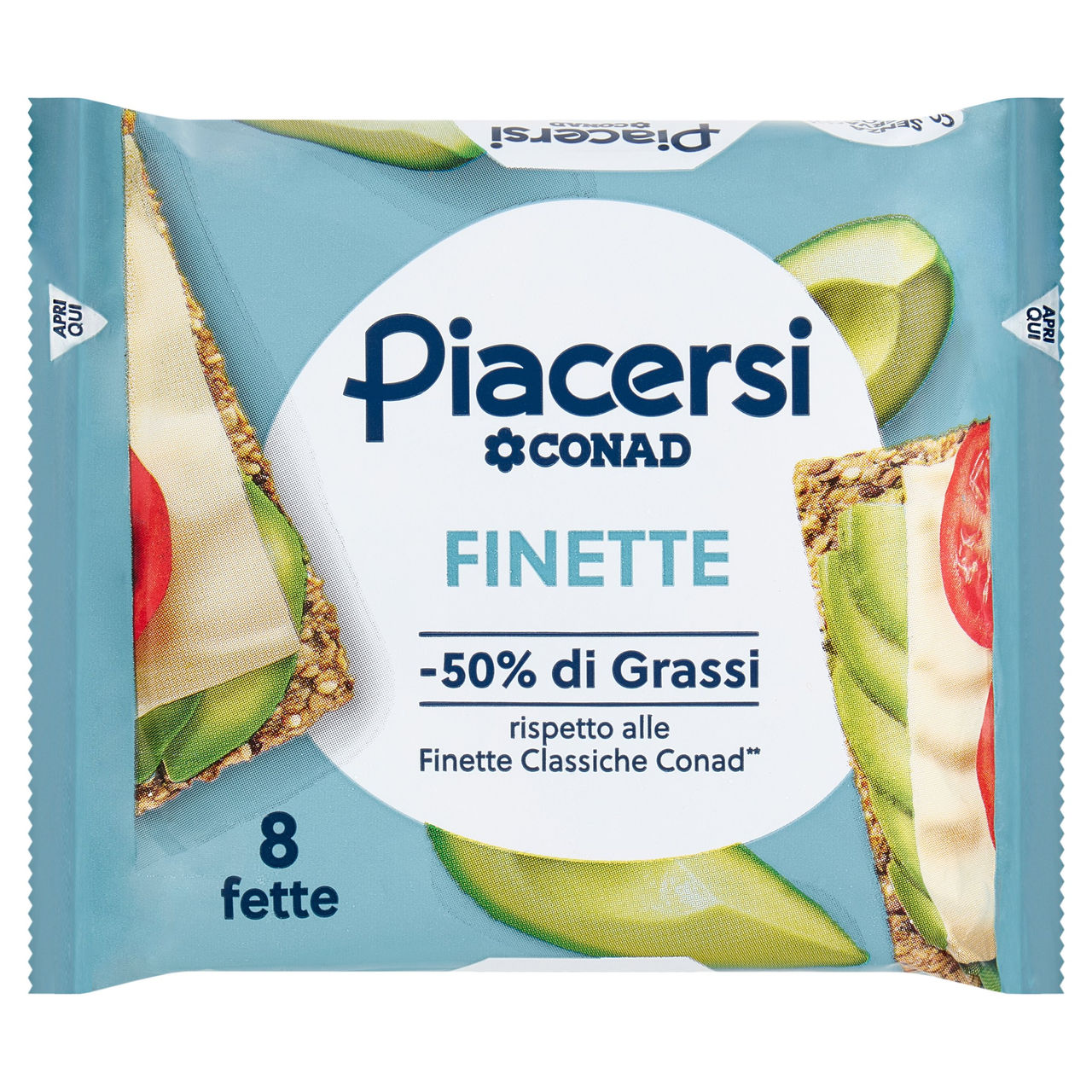PIACERSI CONAD Finette -50% di Grassi 8 fette 200 g