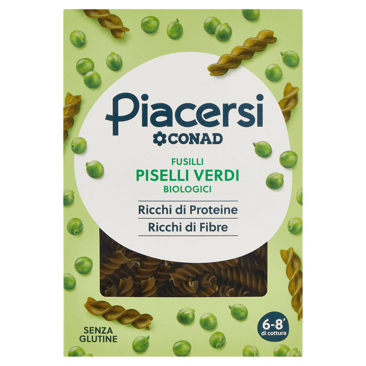 PIACERSI CONAD Fusilli Piselli Verdi Biologici 250 g