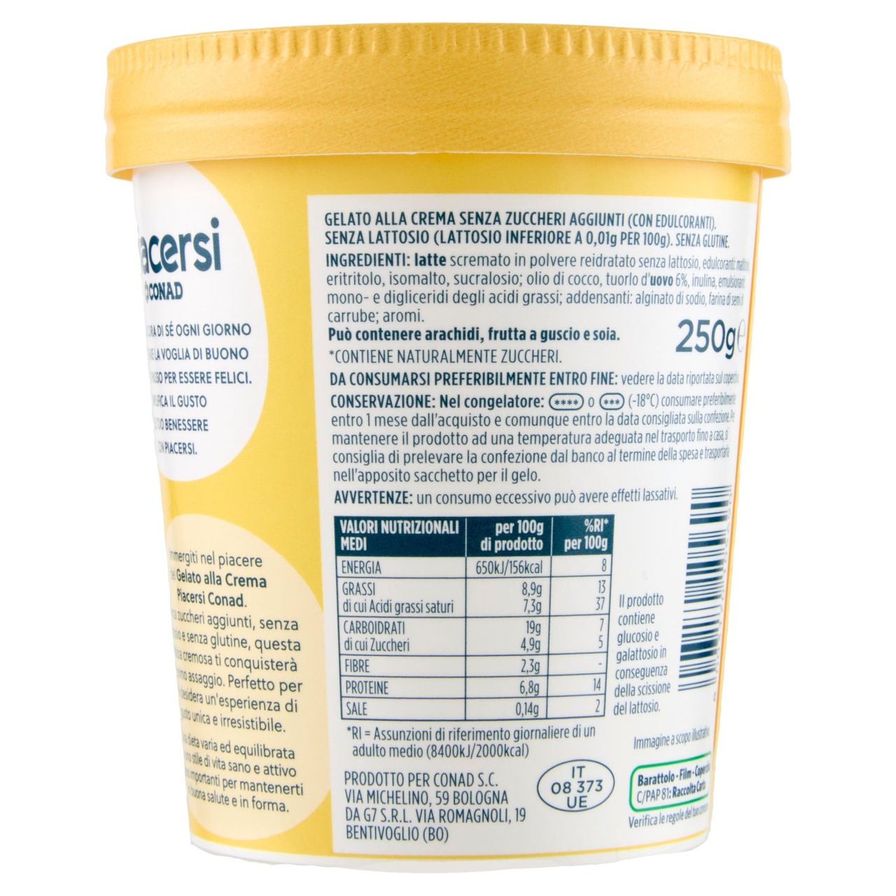 PIACERSI CONAD Gelato alla Crema 250 g