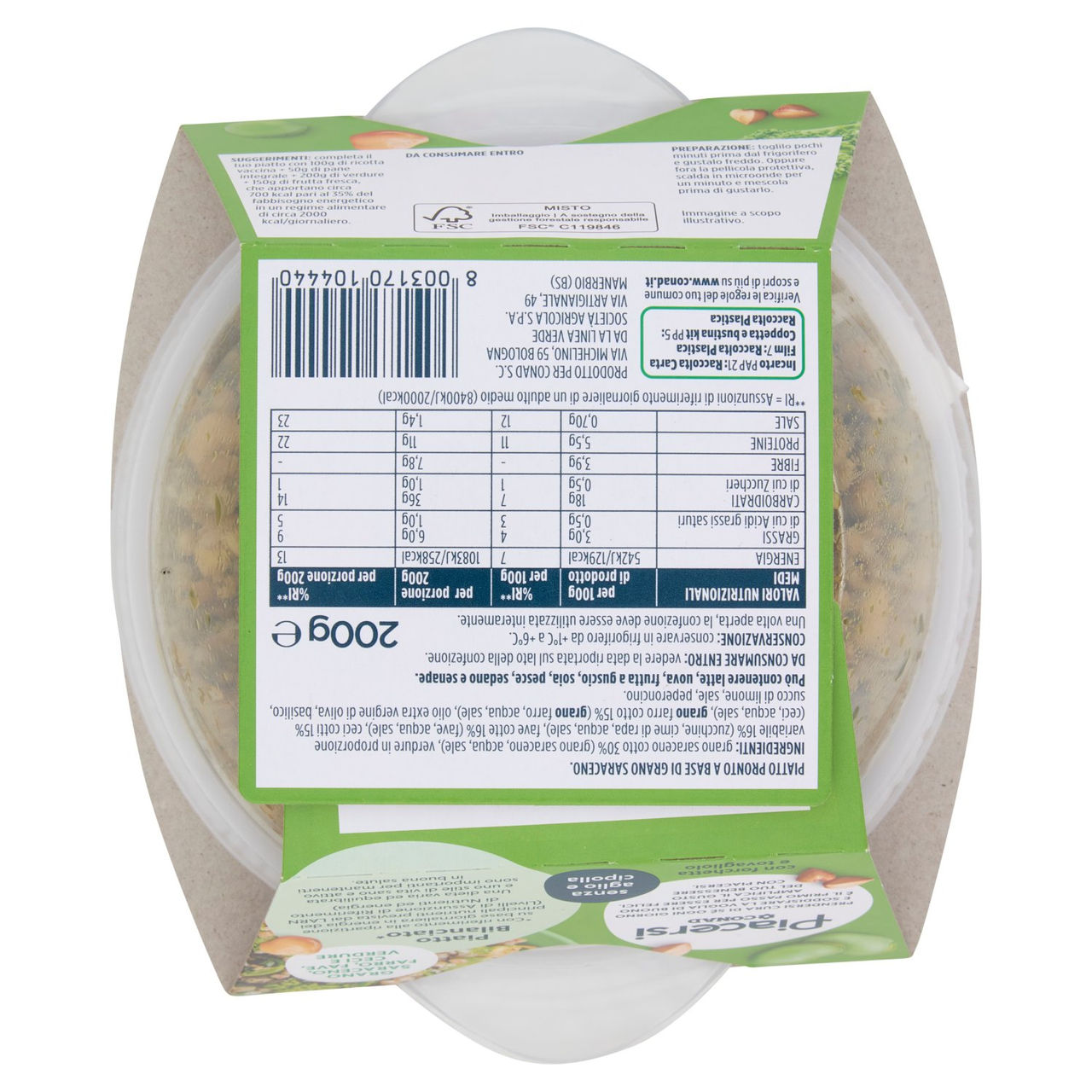 PIACERSI CONAD Grano Saraceno, Farro, Fave, Ceci e Verdure 200 g