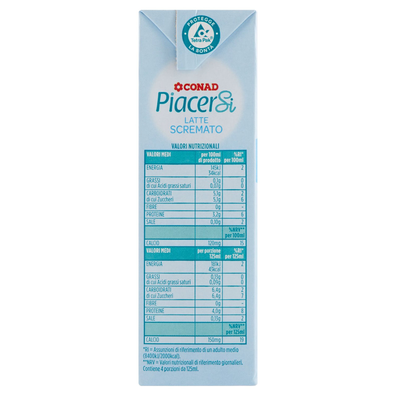 PIACERSI CONAD Latte Scremato 500 ml