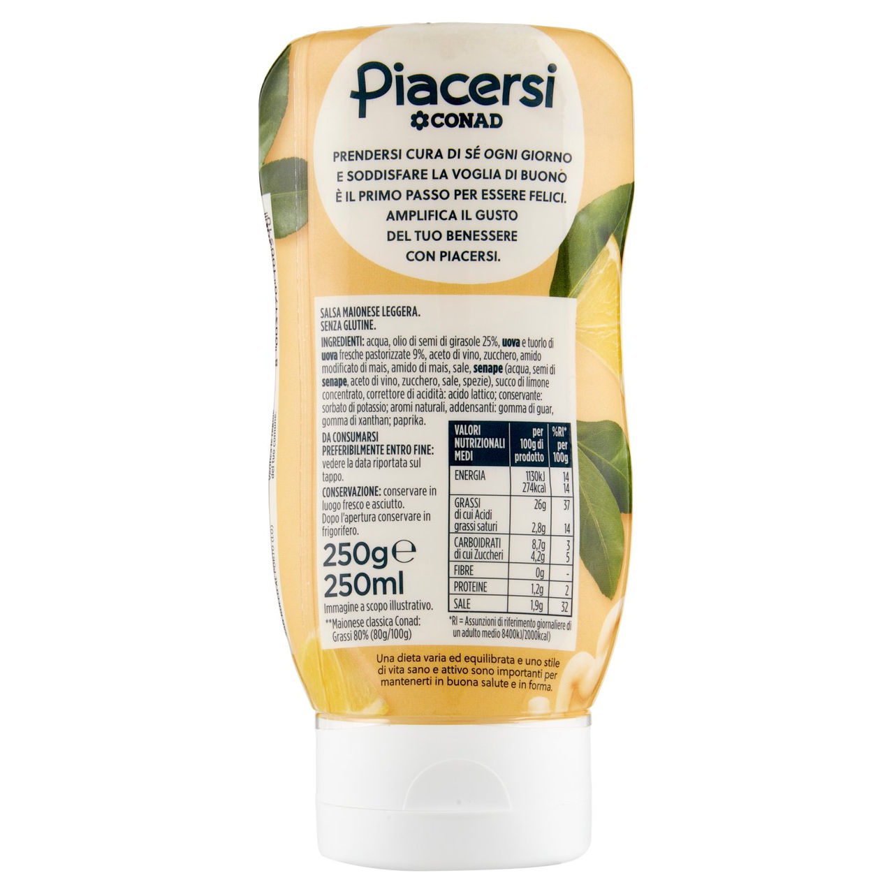 PIACERSI CONAD Maionese -65% di Grassi 250 g