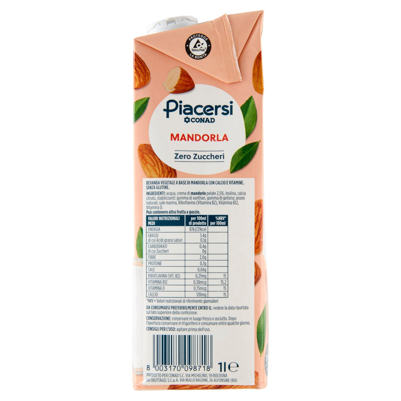 PIACERSI CONAD Mandorla Senza Zuccheri 1 l