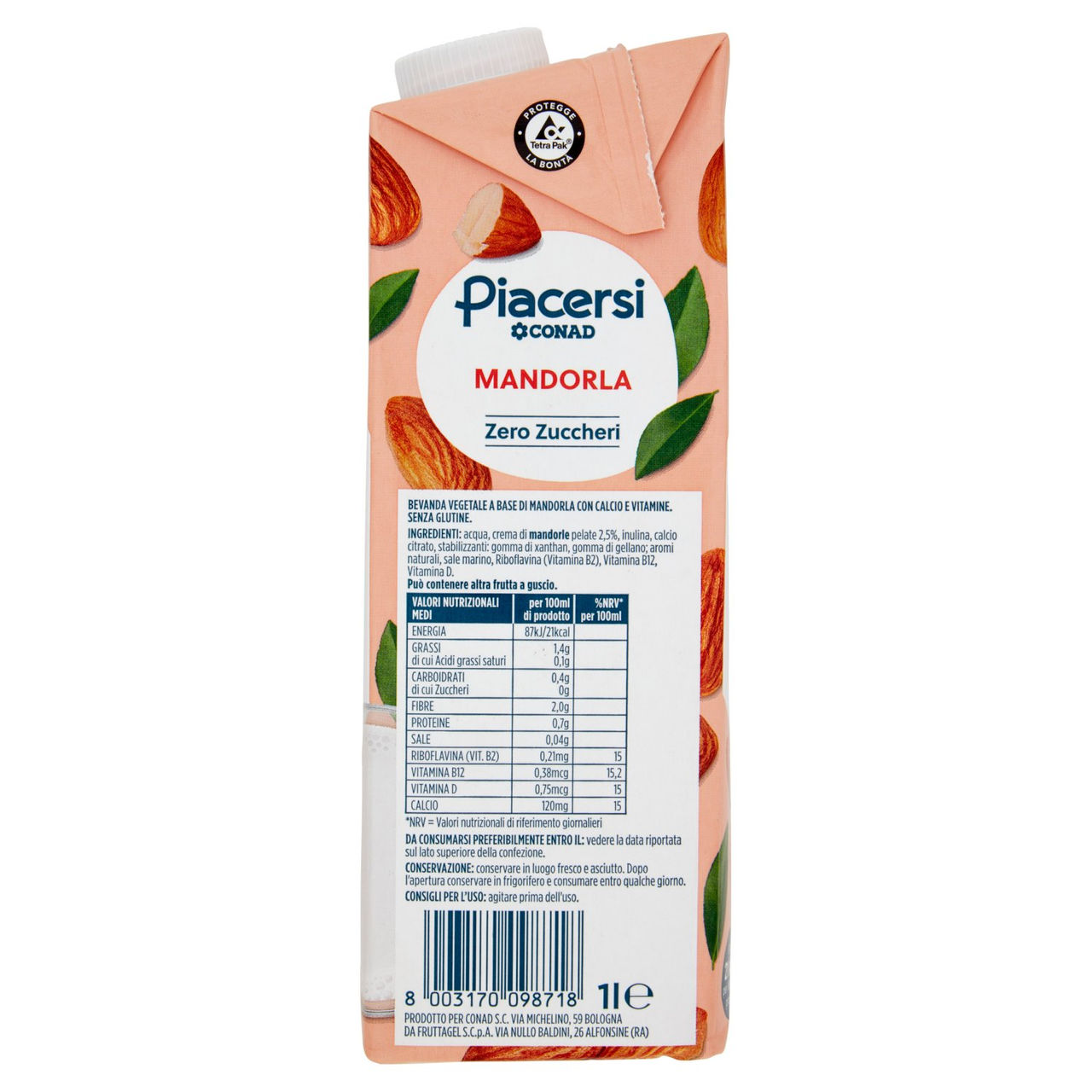 PIACERSI CONAD Mandorla Zero Zuccheri 1 l