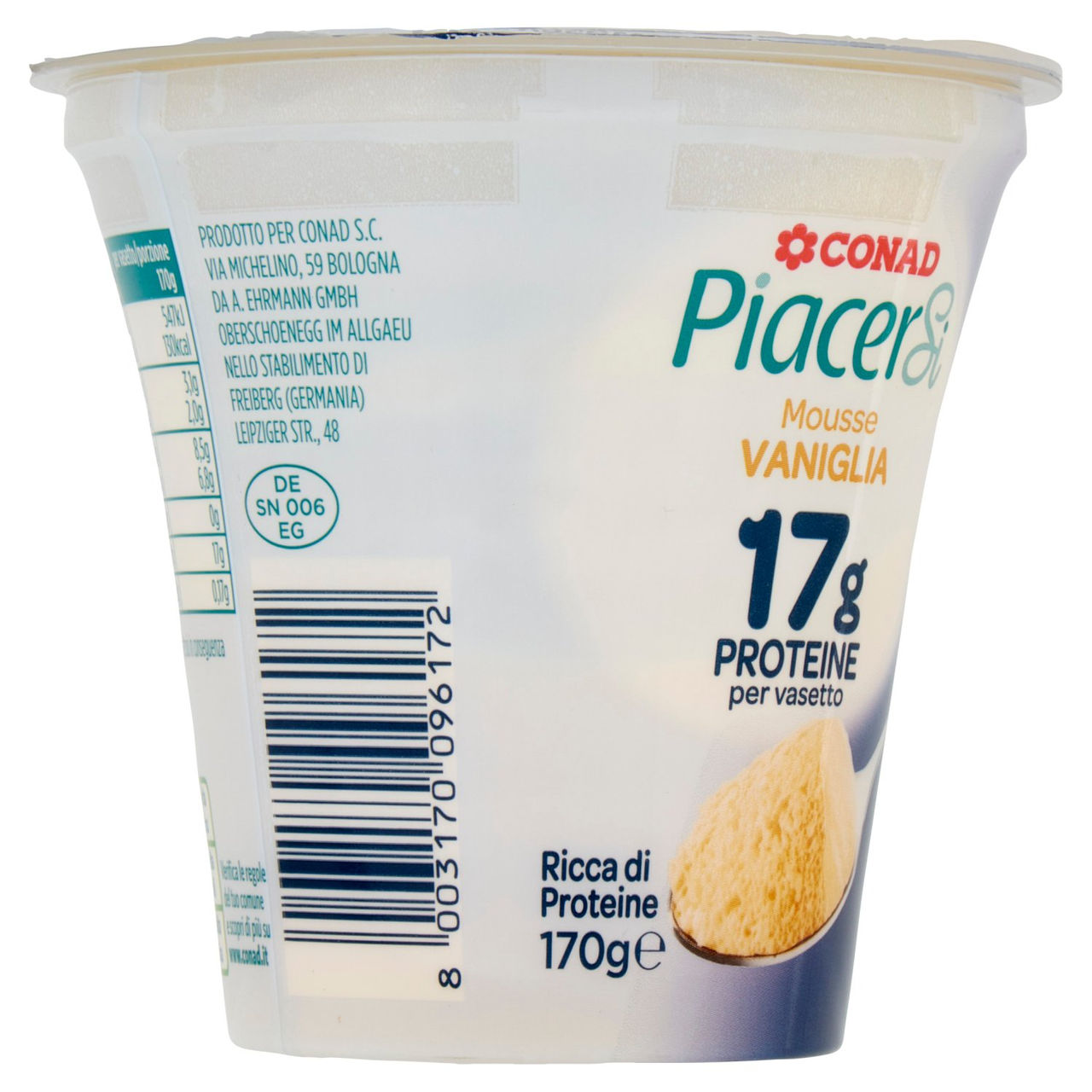 PIACERSI CONAD Mousse Vaniglia 17g Proteine per vasetto 170 g