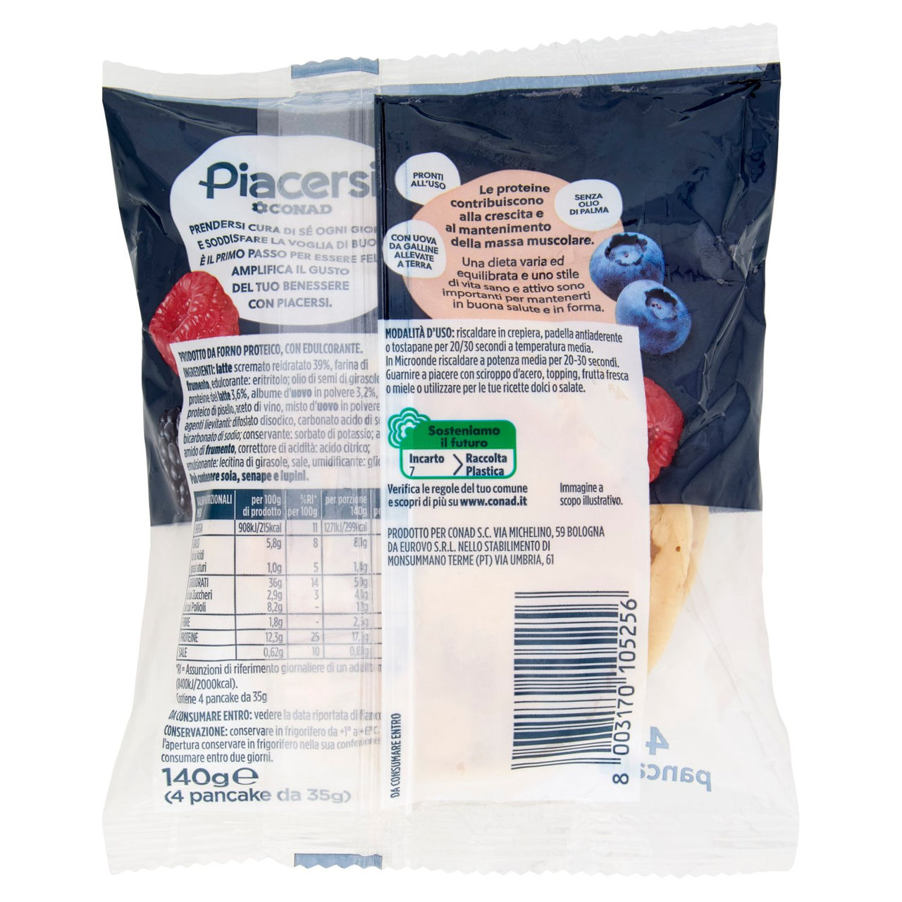 PIACERSI CONAD Pancake Proteici 4 x 35 g
