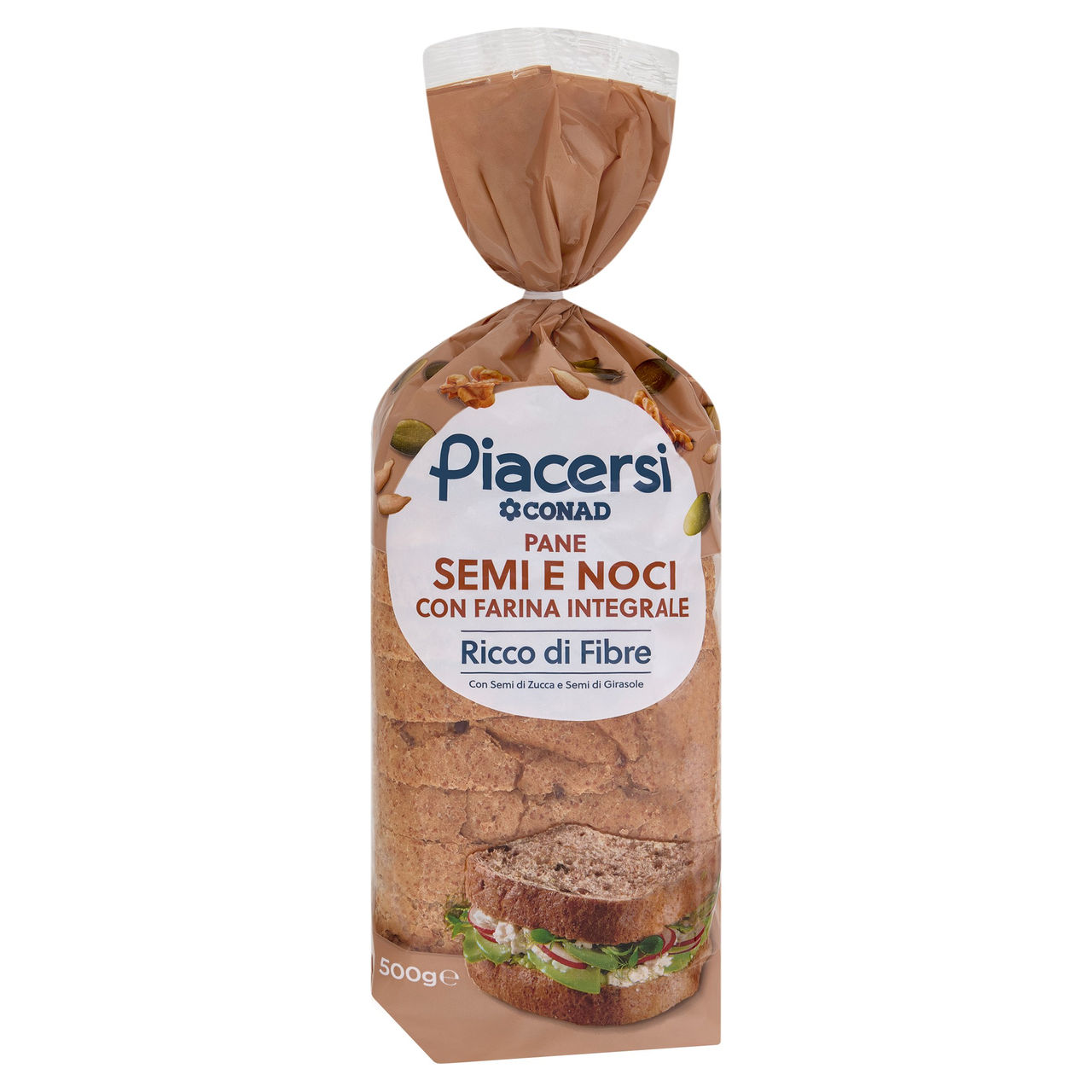 PIACERSI CONAD Pane Semi e Noci con Farina Integrale 500 g