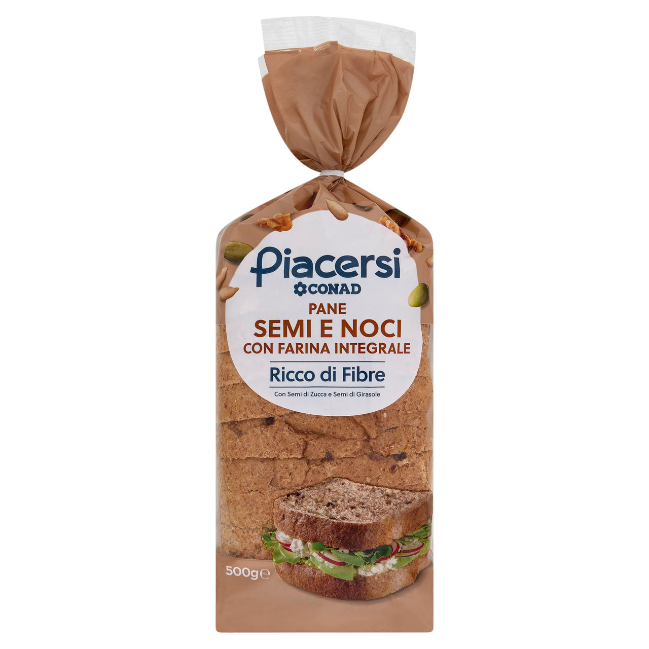 PIACERSI CONAD Pane Semi e Noci con Farina Integrale 500 g