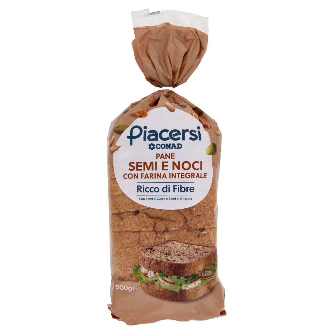 PIACERSI CONAD Pane Semi e Noci con Farina Integrale 500 g