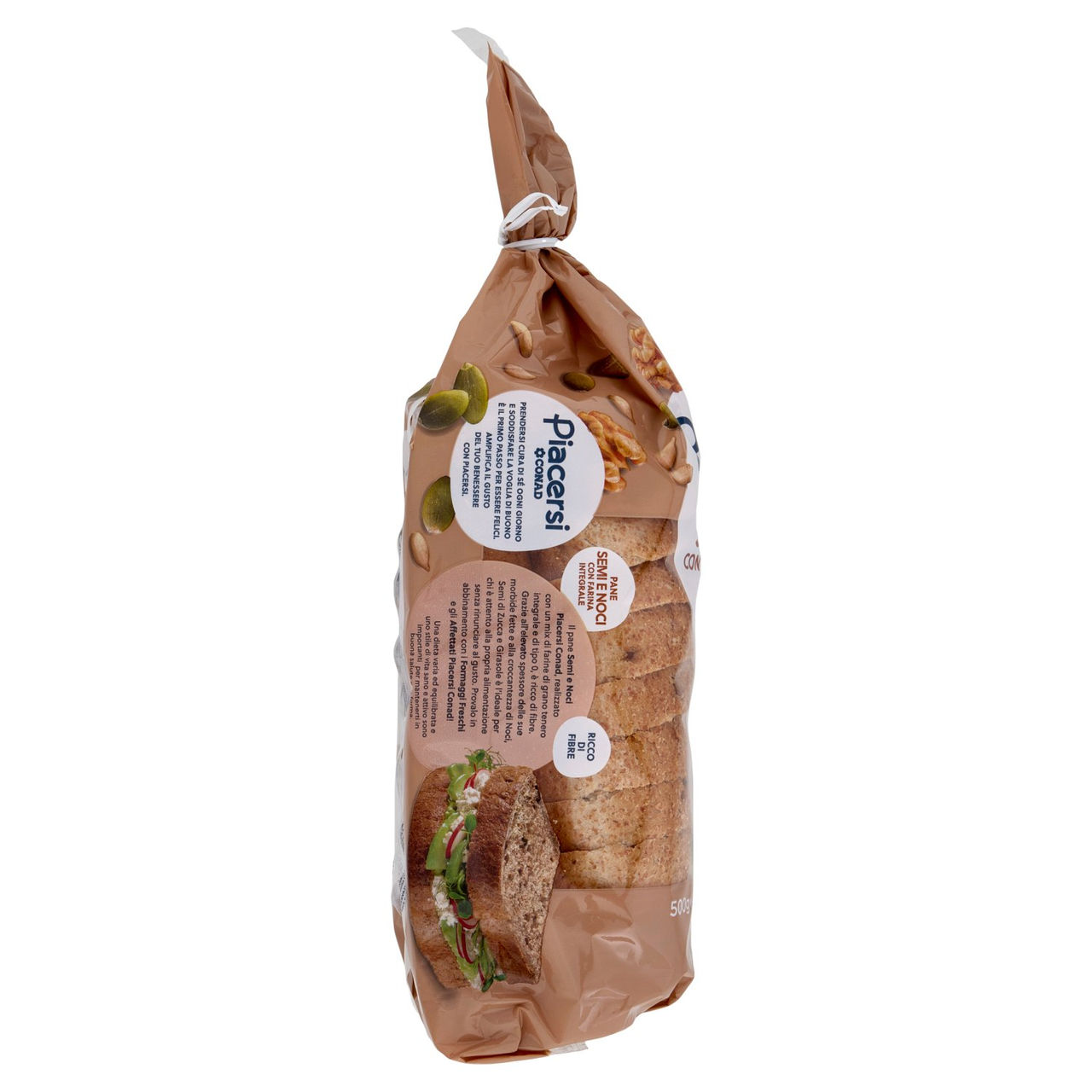 PIACERSI CONAD Pane Semi e Noci con Farina Integrale 500 g