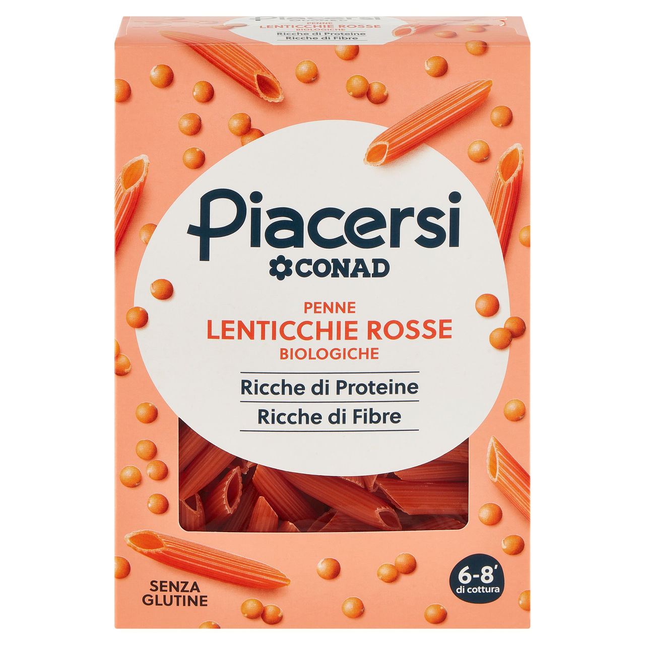 PIACERSI CONAD Penne Lenticchie Rosse Biologiche 250 g