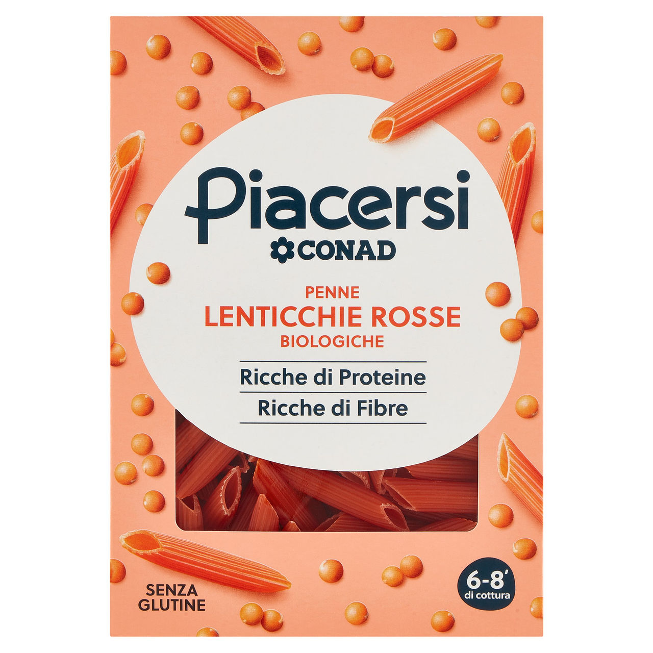 PIACERSI CONAD Penne Lenticchie Rosse Biologiche 250 g