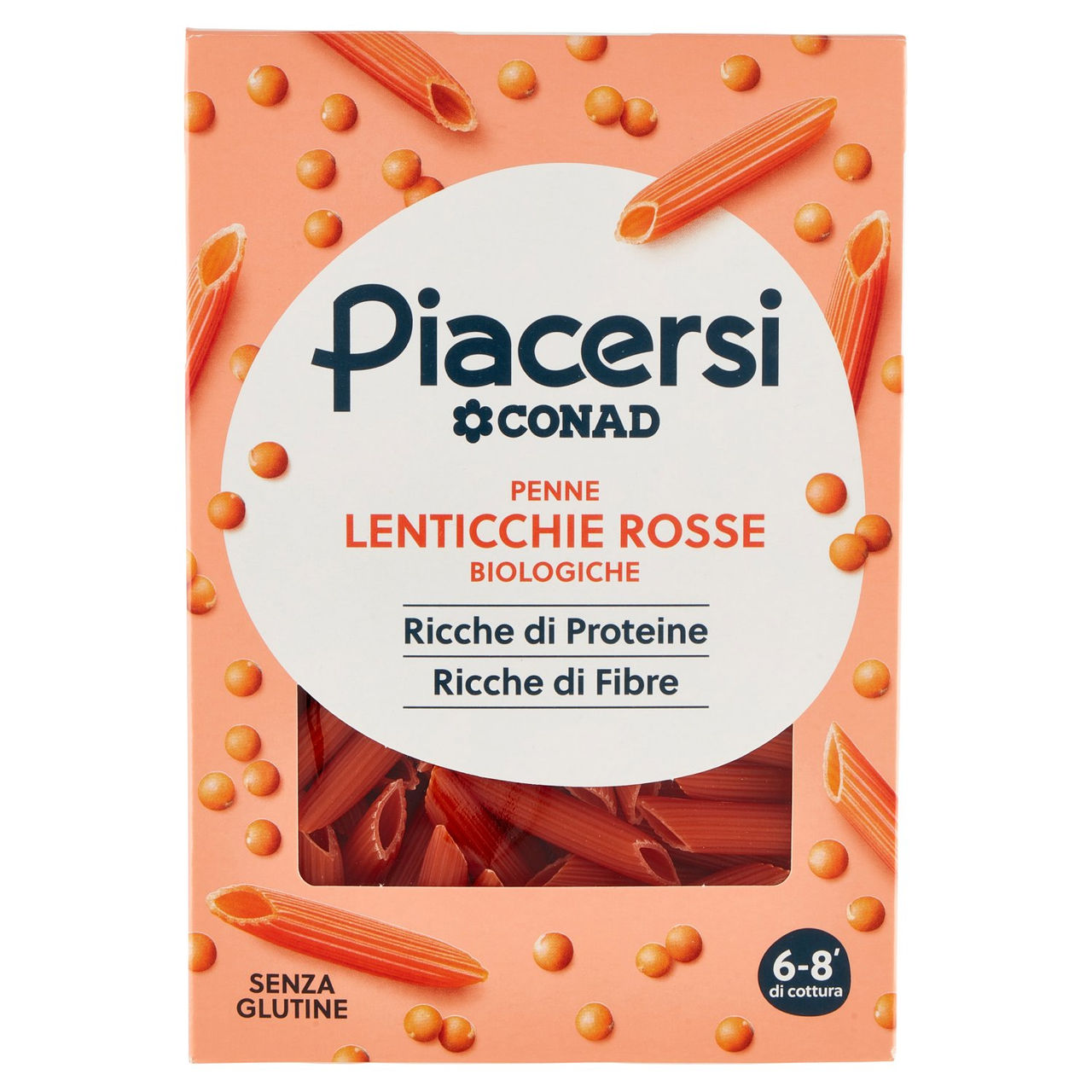 PIACERSI CONAD Penne Lenticchie Rosse Biologiche 250 g