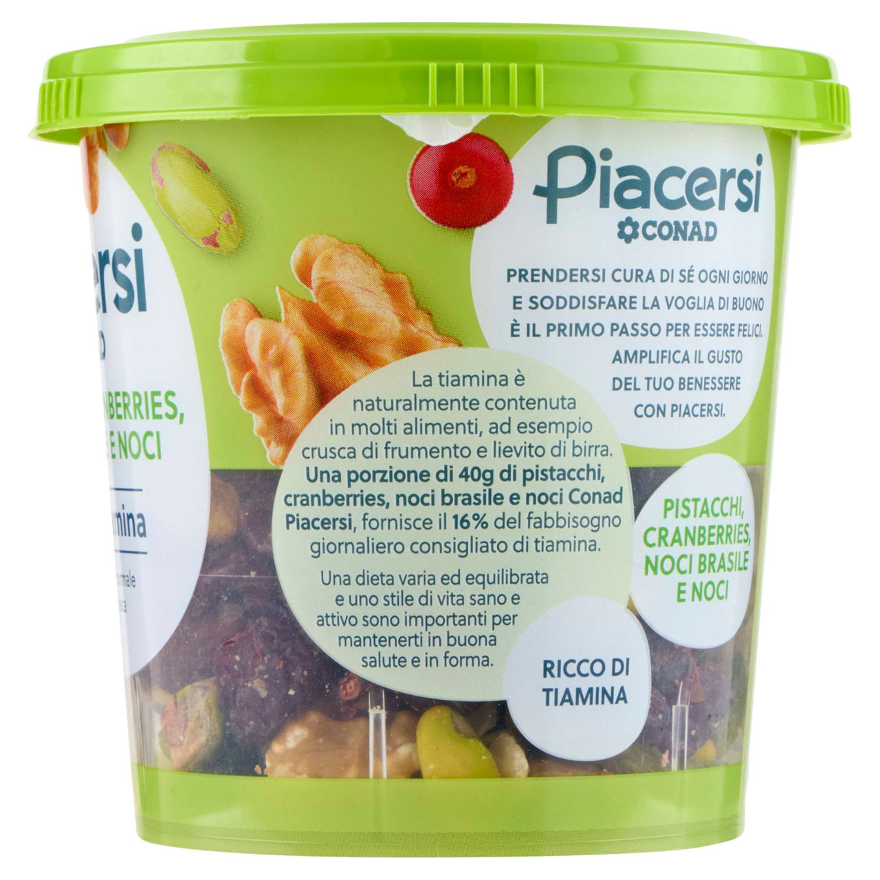 PIACERSI CONAD Pistacchi, Cranberries, Noci Brasile e Noci 175 g