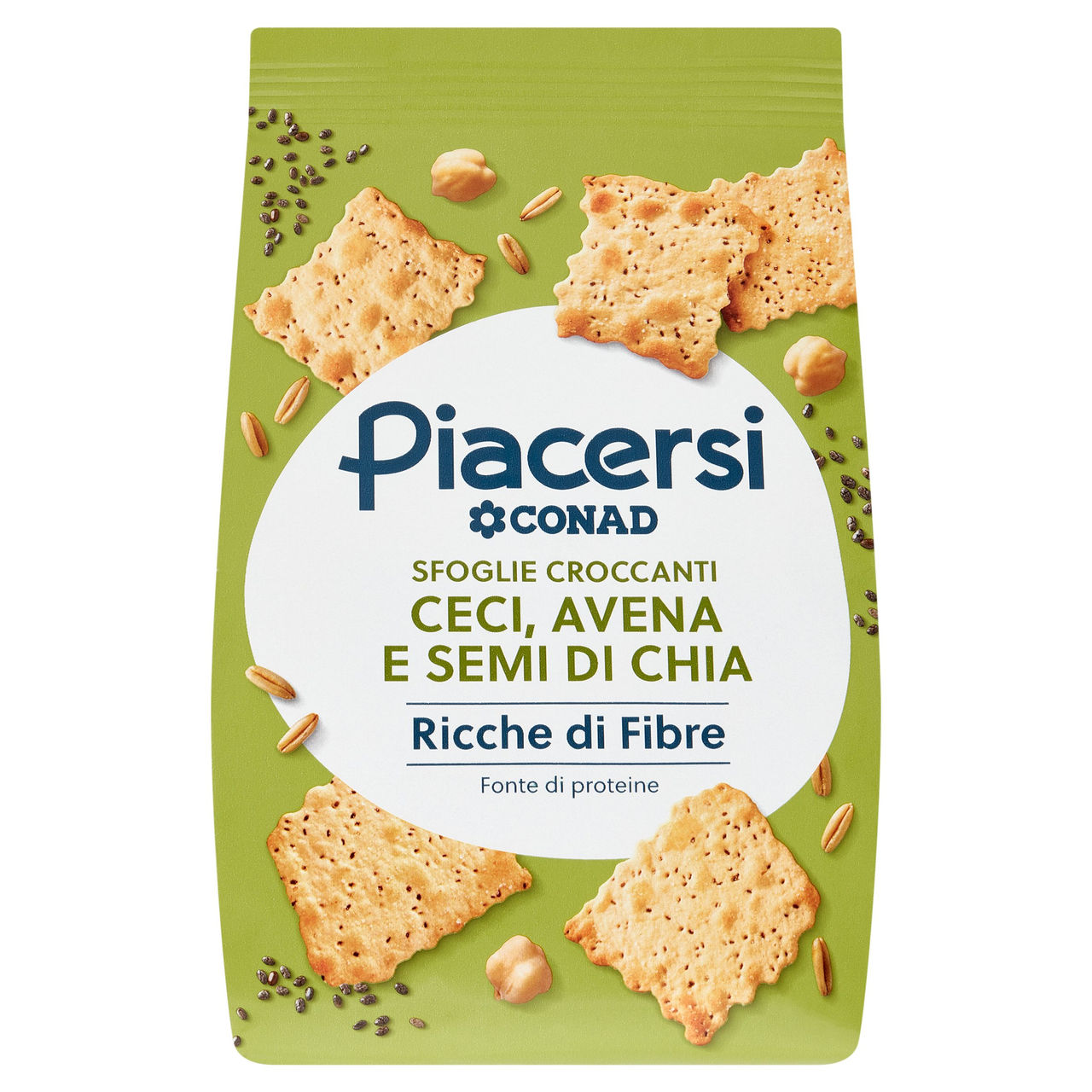 PIACERSI CONAD Sfoglie Croccanti Ceci, Avena e Semi di Chia 180 g