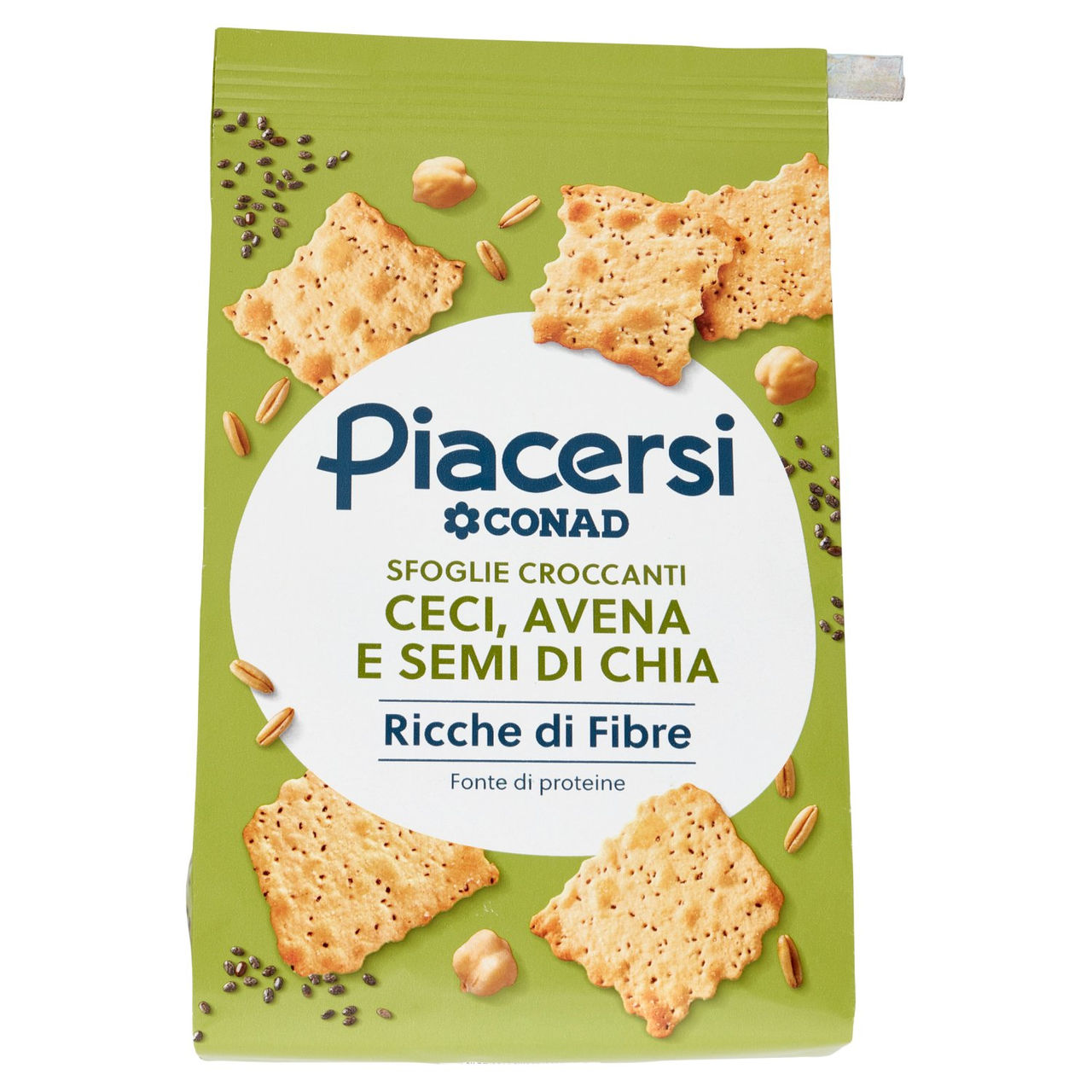 PIACERSI CONAD Sfoglie Croccanti Ceci, Avena e Semi di Chia 180 g