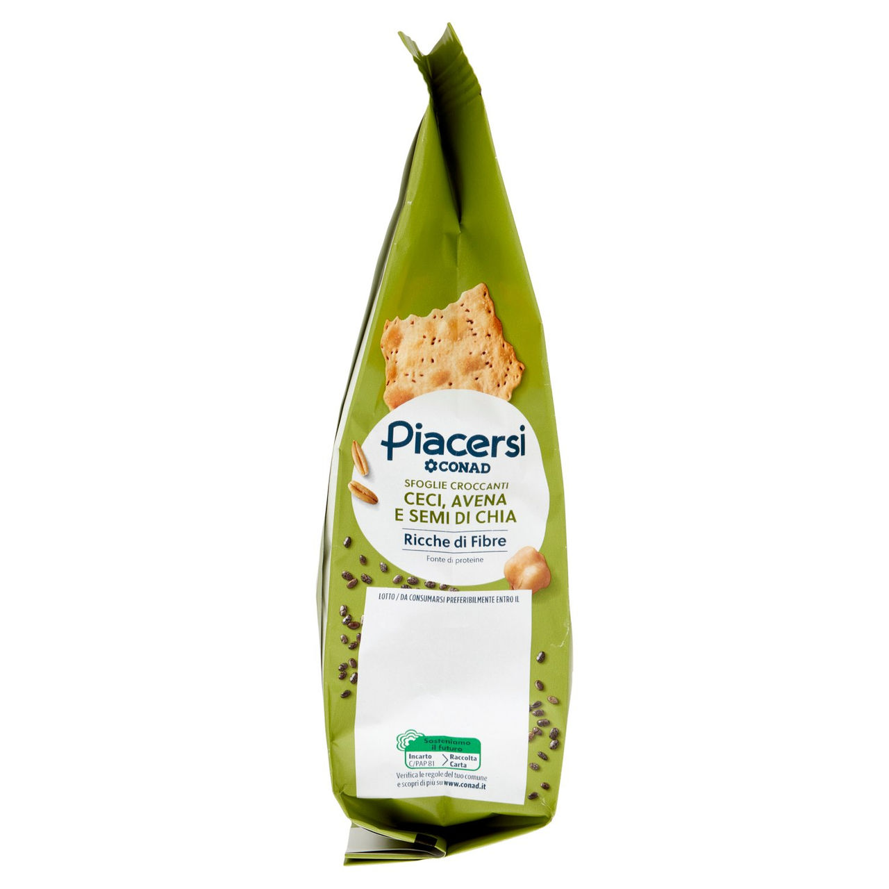 PIACERSI CONAD Sfoglie Croccanti Ceci, Avena e Semi di Chia 180 g