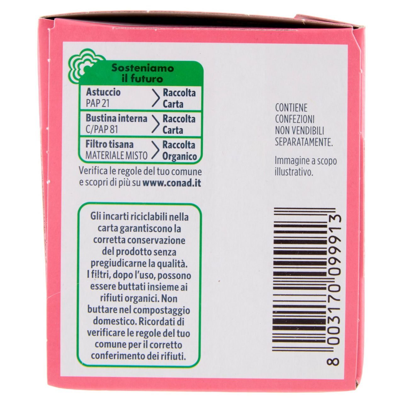 PIACERSI CONAD Tisana Difese Immunitarie con Tè Verde Timo Echinacea Vitamina C* 20 filtri da 2,5 g