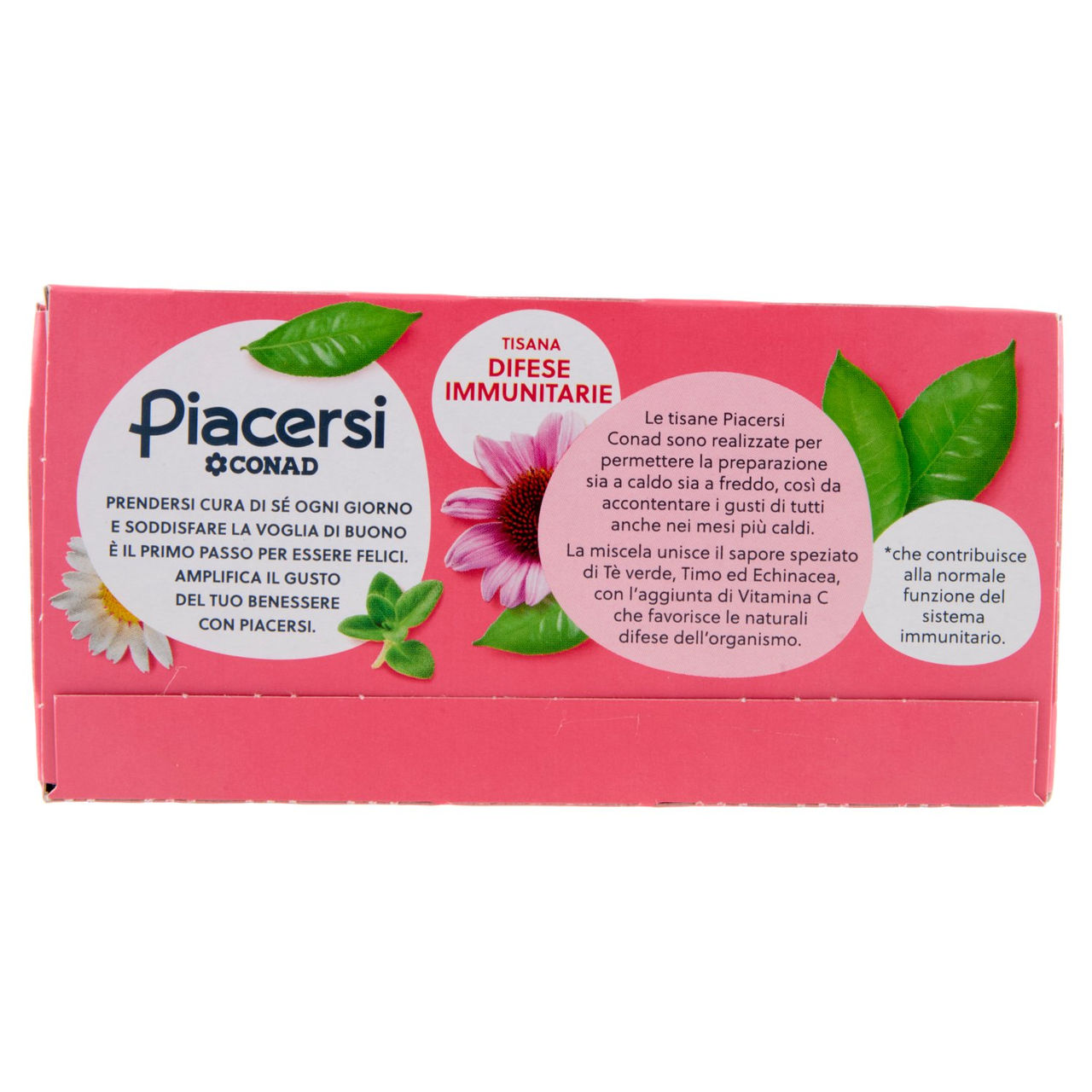 PIACERSI CONAD Tisana Difese Immunitarie con Tè Verde Timo Echinacea Vitamina C* 20 filtri da 2,5 g