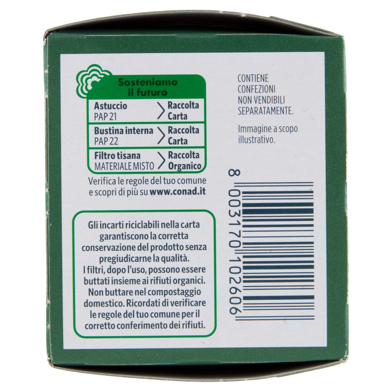 PIACERSI CONAD Tisana Energia con Tè Verde, Matè, Guaranà, Ginseng* e Zenzero 20 filtri da 2,5 g