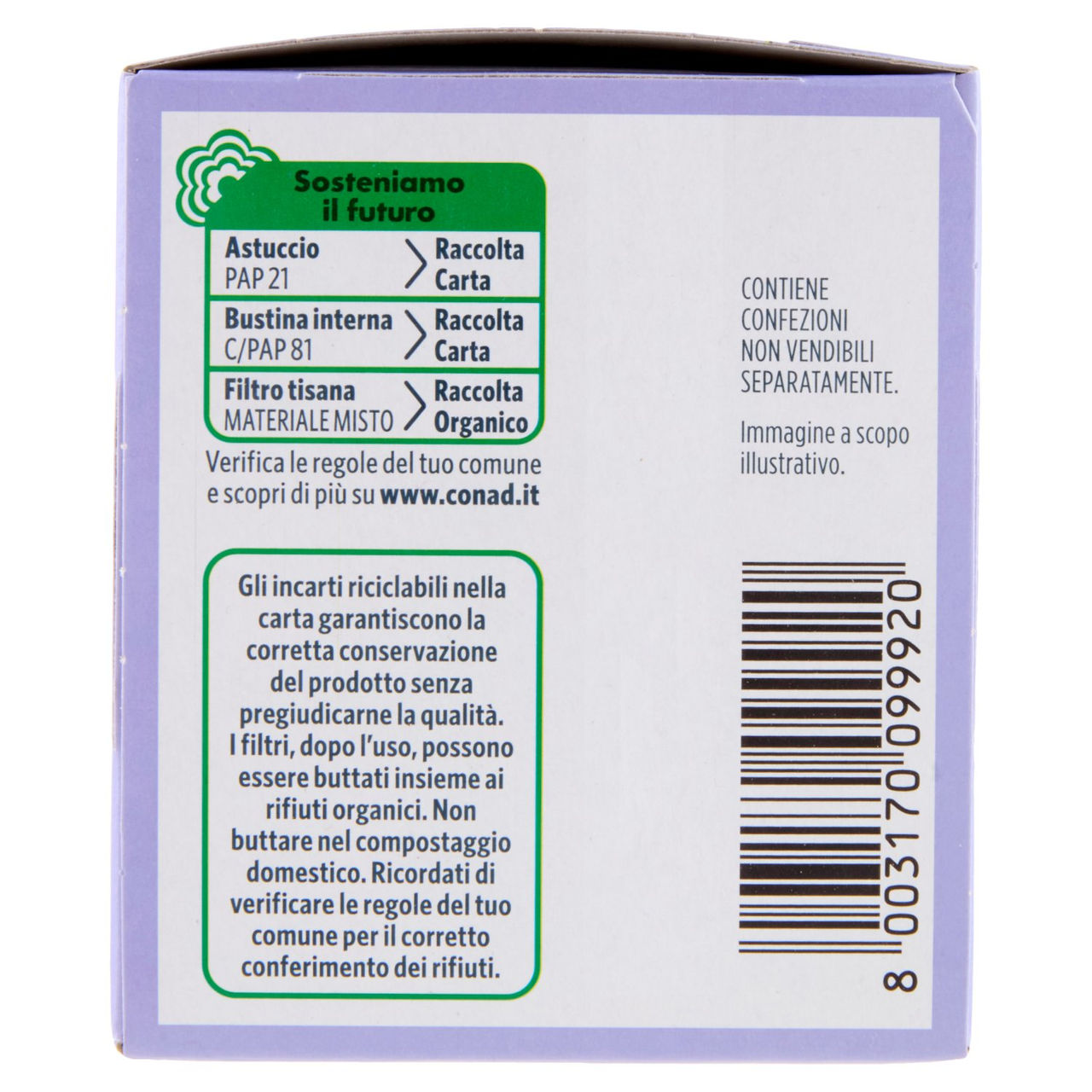 PIACERSI CONAD Tisana Equilibrio con Cicoria*, Zenzero, Inulina e Psillio 20 filtri da 2,5 g