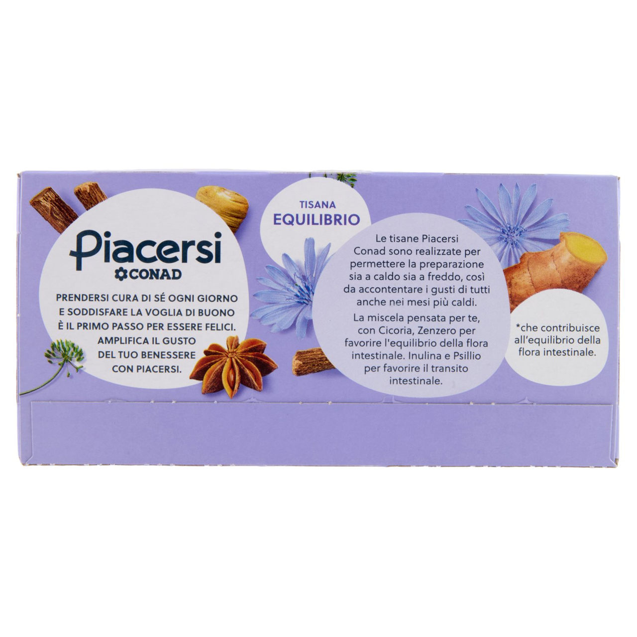 PIACERSI CONAD Tisana Equilibrio con Cicoria*, Zenzero, Inulina e Psillio 20 filtri da 2,5 g