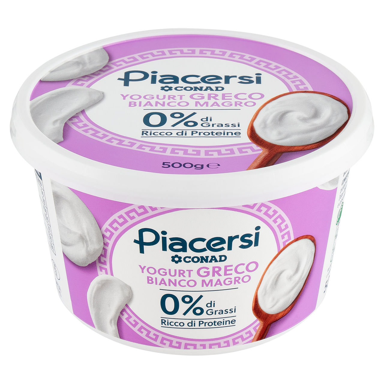 PIACERSI CONAD Yogurt Greco Bianco Magro 0% di Grassi 500 g