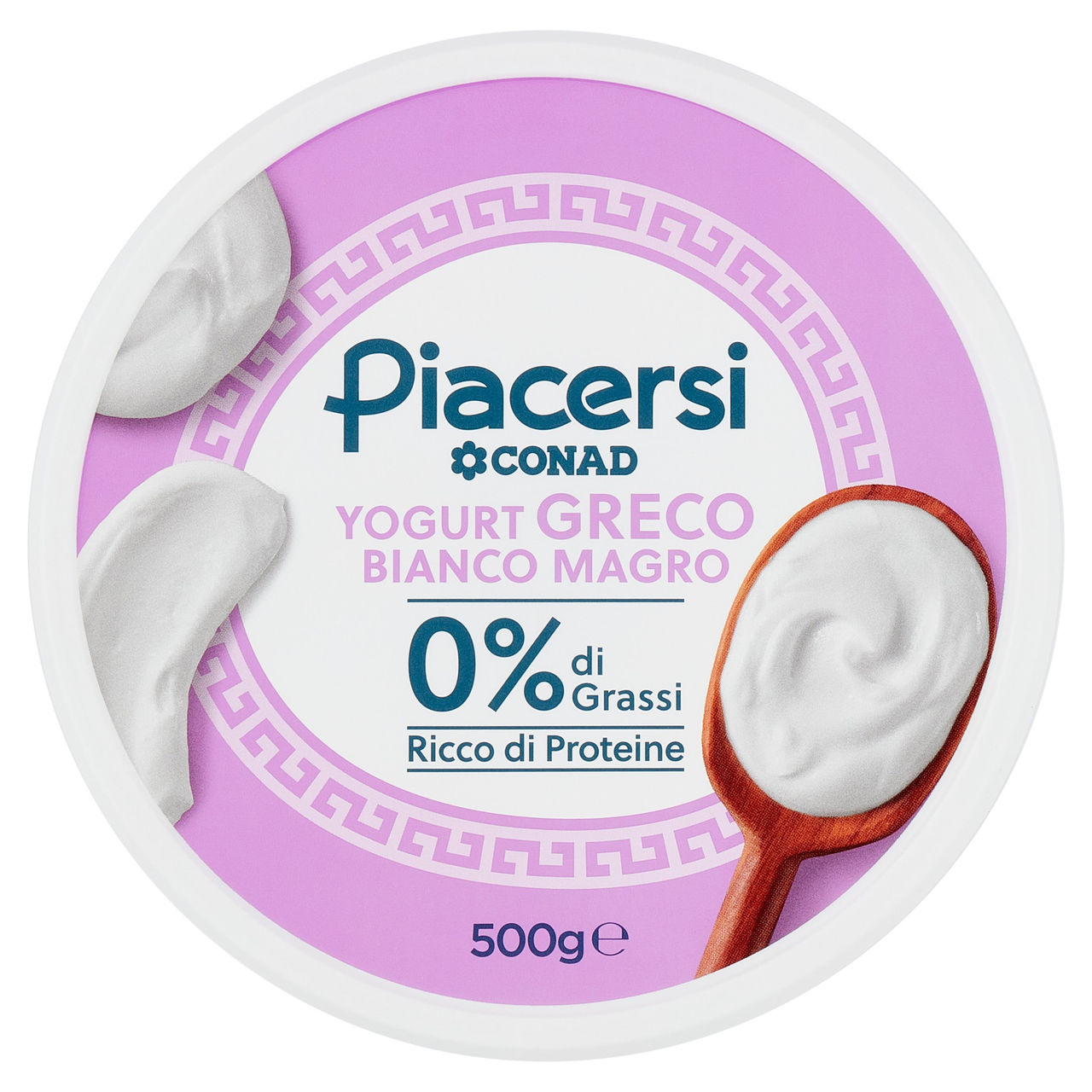 PIACERSI CONAD Yogurt Greco Bianco Magro 0% di Grassi 500 g