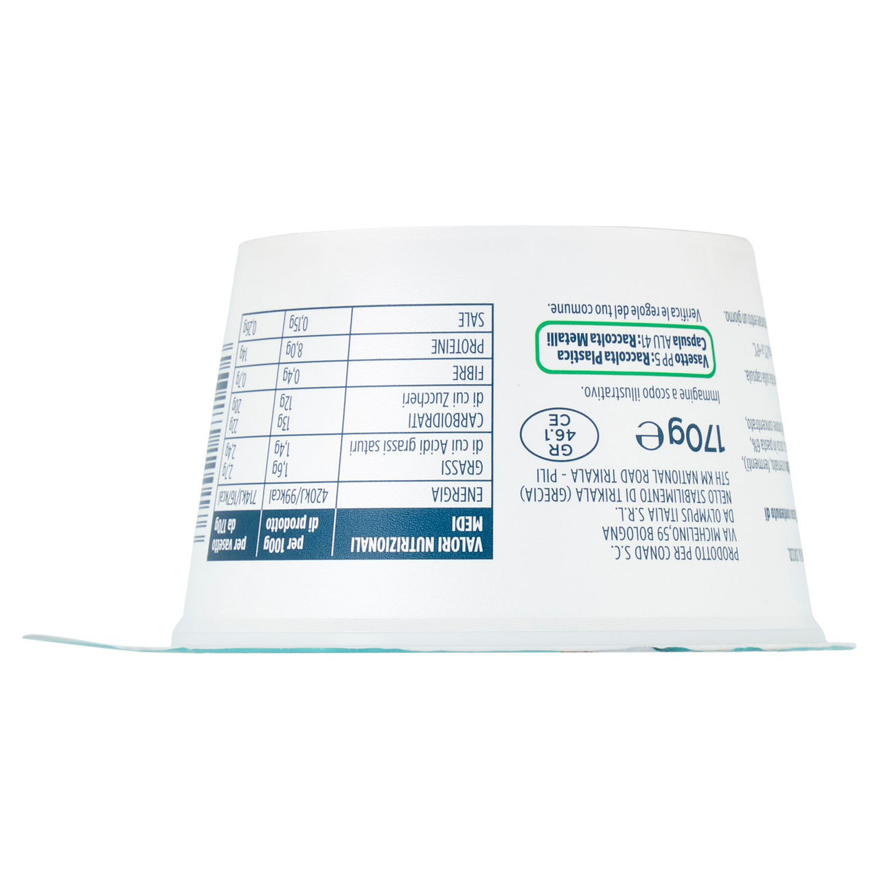 PIACERSI CONAD Yogurt Greco Cocco 1,6% di Grassi 170 g