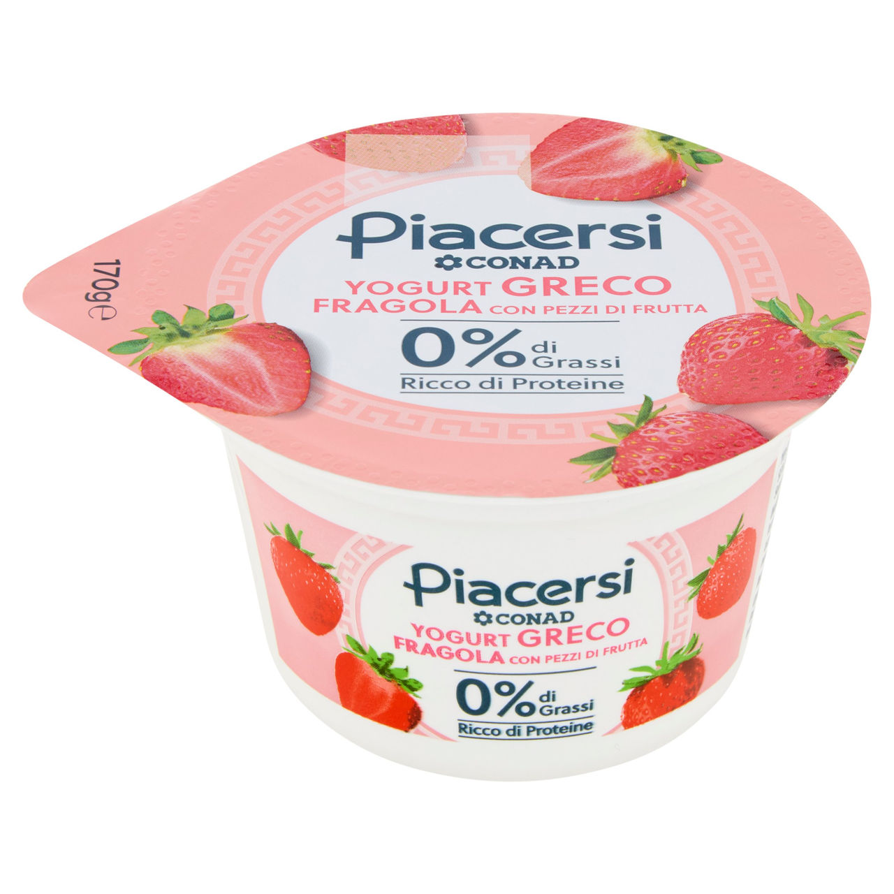 PIACERSI CONAD Yogurt Greco Fragola con Pezzi di Frutta 0% di Grassi 170 g