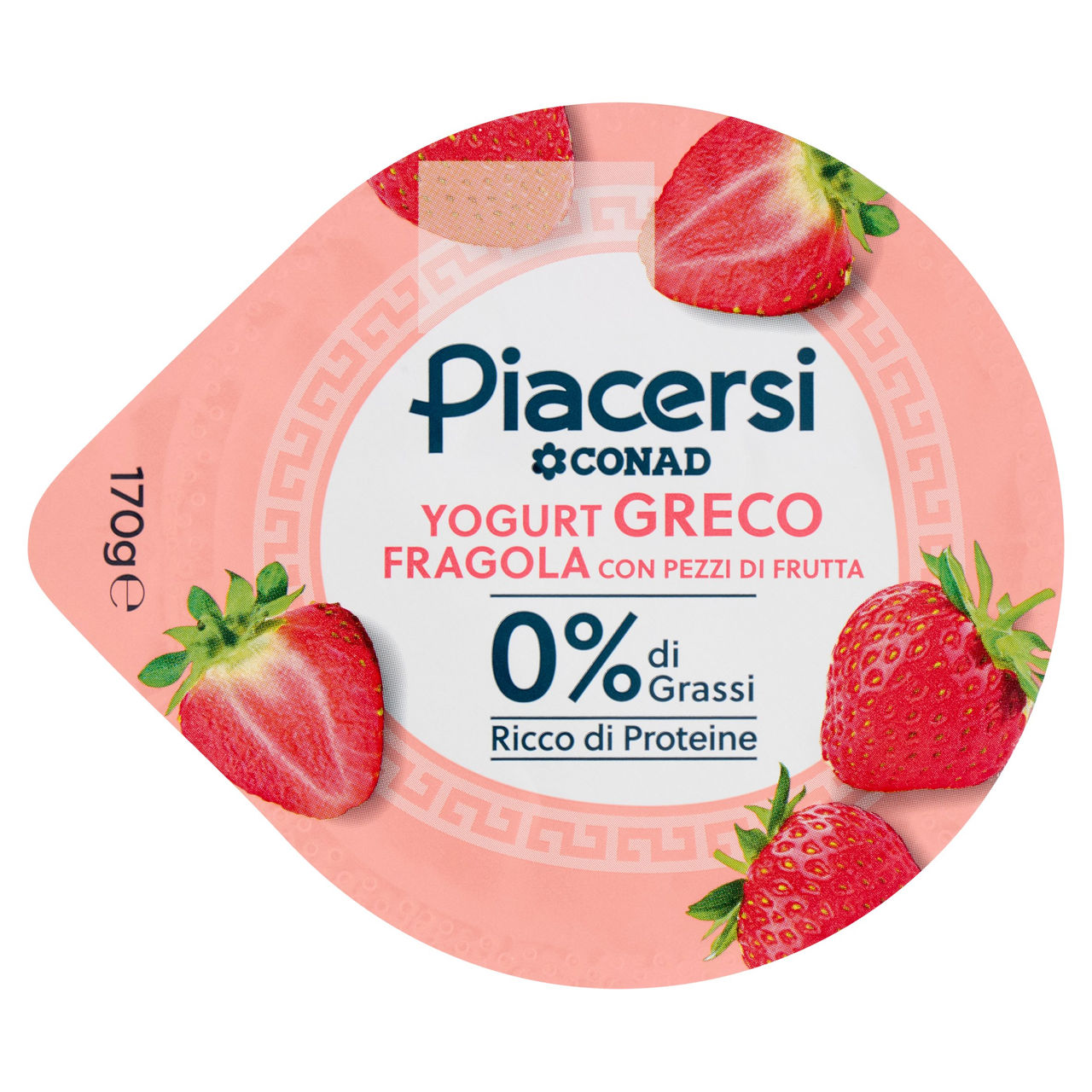 PIACERSI CONAD Yogurt Greco Fragola con Pezzi di Frutta 0% di Grassi 170 g