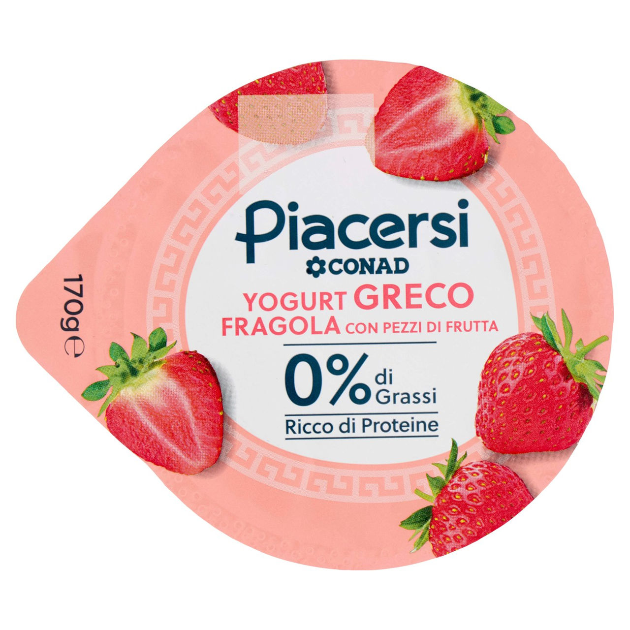 PIACERSI CONAD Yogurt Greco Fragola con Pezzi di Frutta 0% di Grassi 170 g