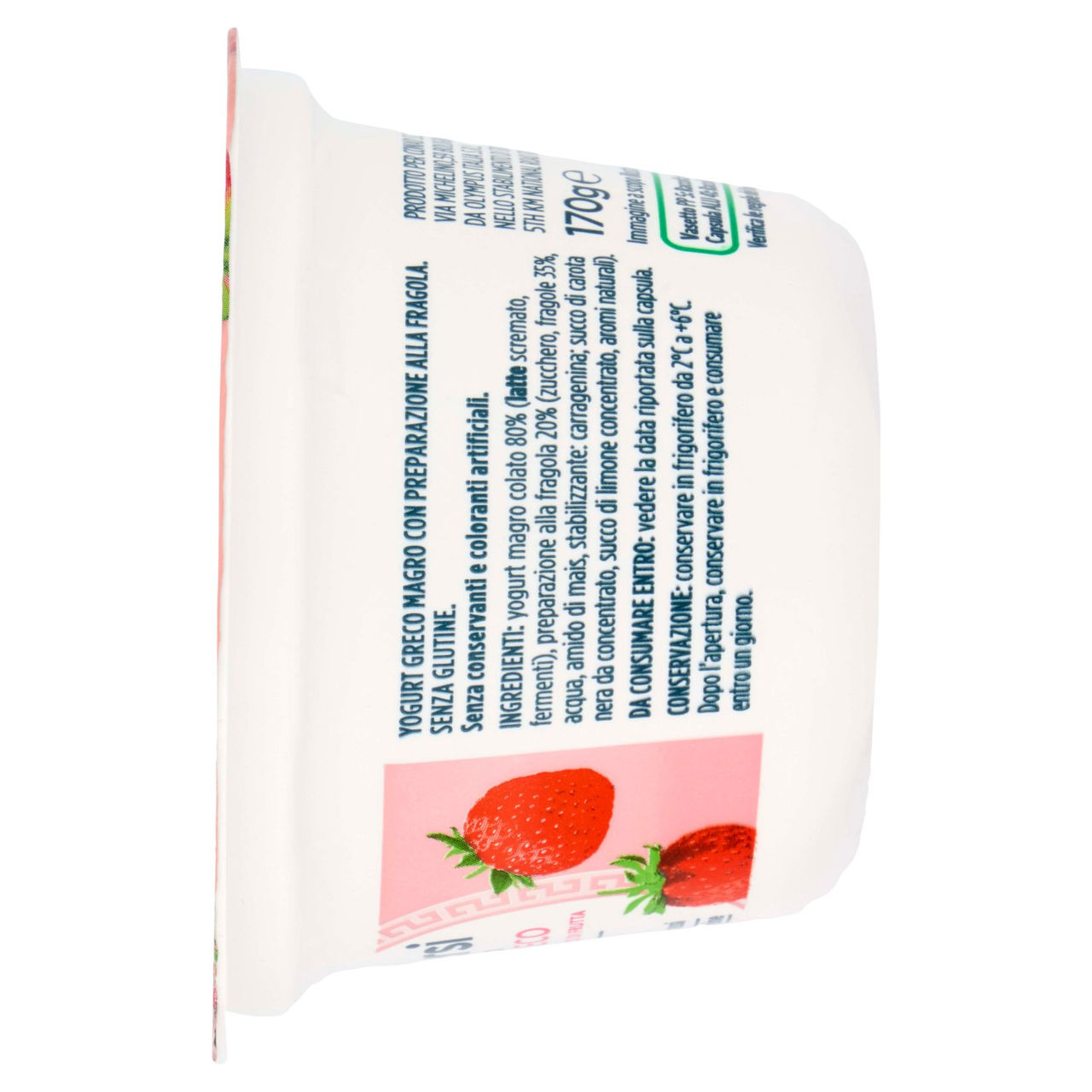 PIACERSI CONAD Yogurt Greco Fragola con Pezzi di Frutta 0% di Grassi 170 g