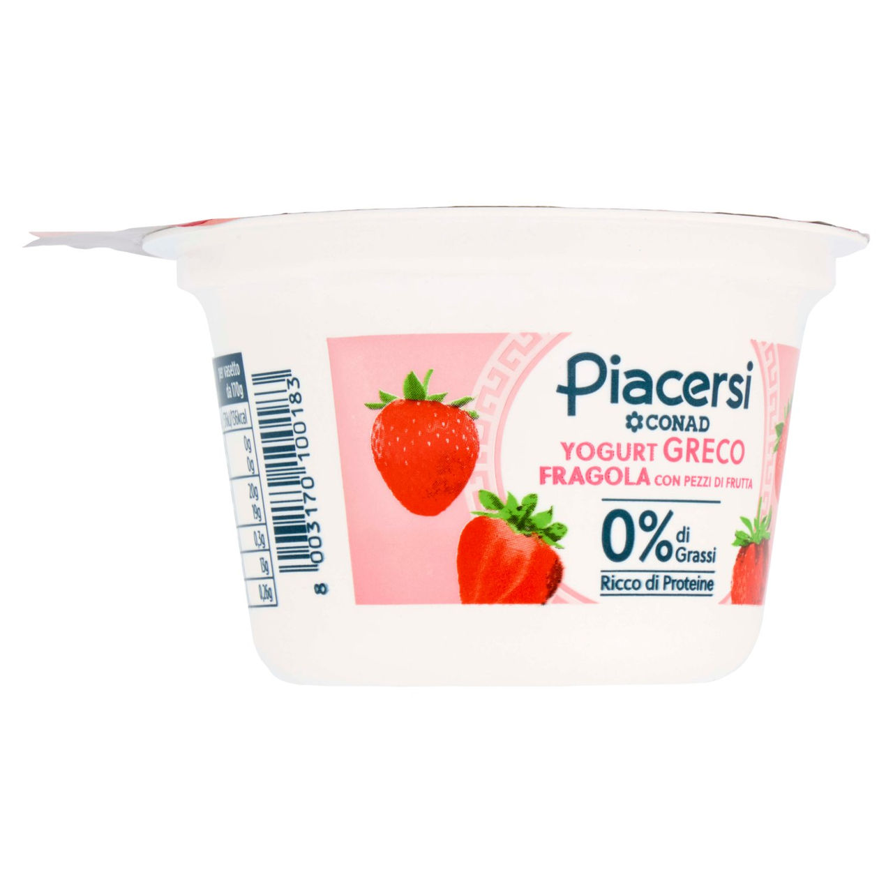 PIACERSI CONAD Yogurt Greco Fragola con Pezzi di Frutta 0% di Grassi 170 g