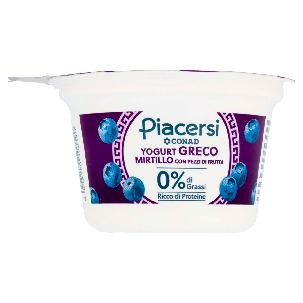 PIACERSI CONAD Yogurt Greco Mirtillo con Pezzi di Frutta 0% di Grassi 170 g