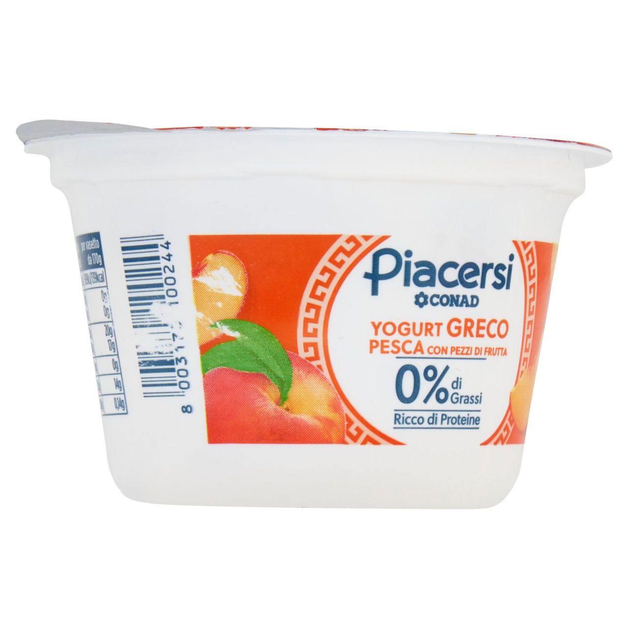 PIACERSI CONAD Yogurt Greco Pesca con Pezzi di Frutta 0% di Grassi 170 g