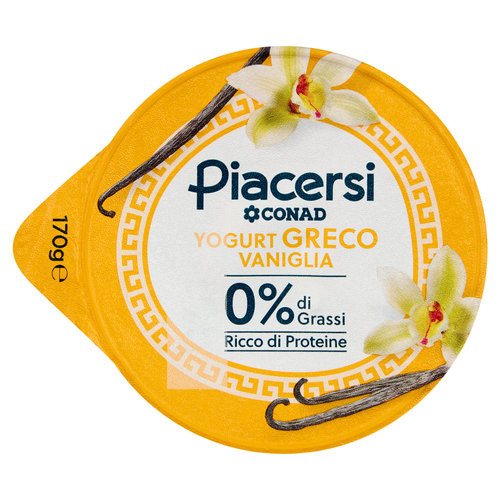 PIACERSI CONAD Yogurt Greco Vaniglia 0% di Grassi 170 g