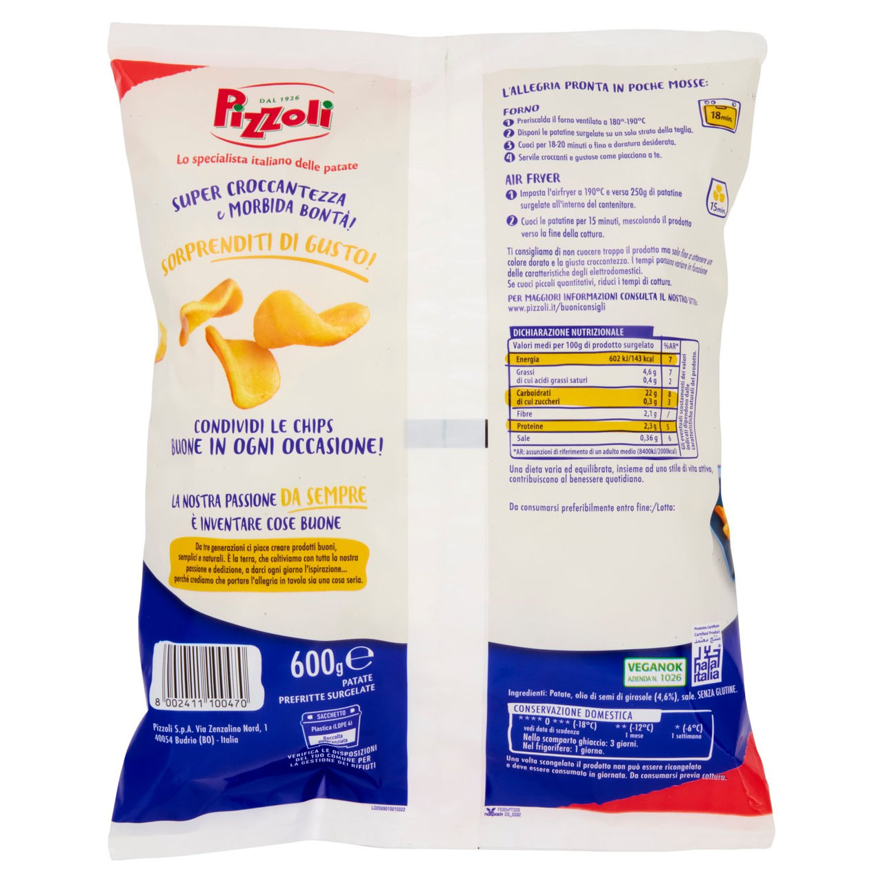 Pizzoli PataSnella Wow Che Chips! 600 g